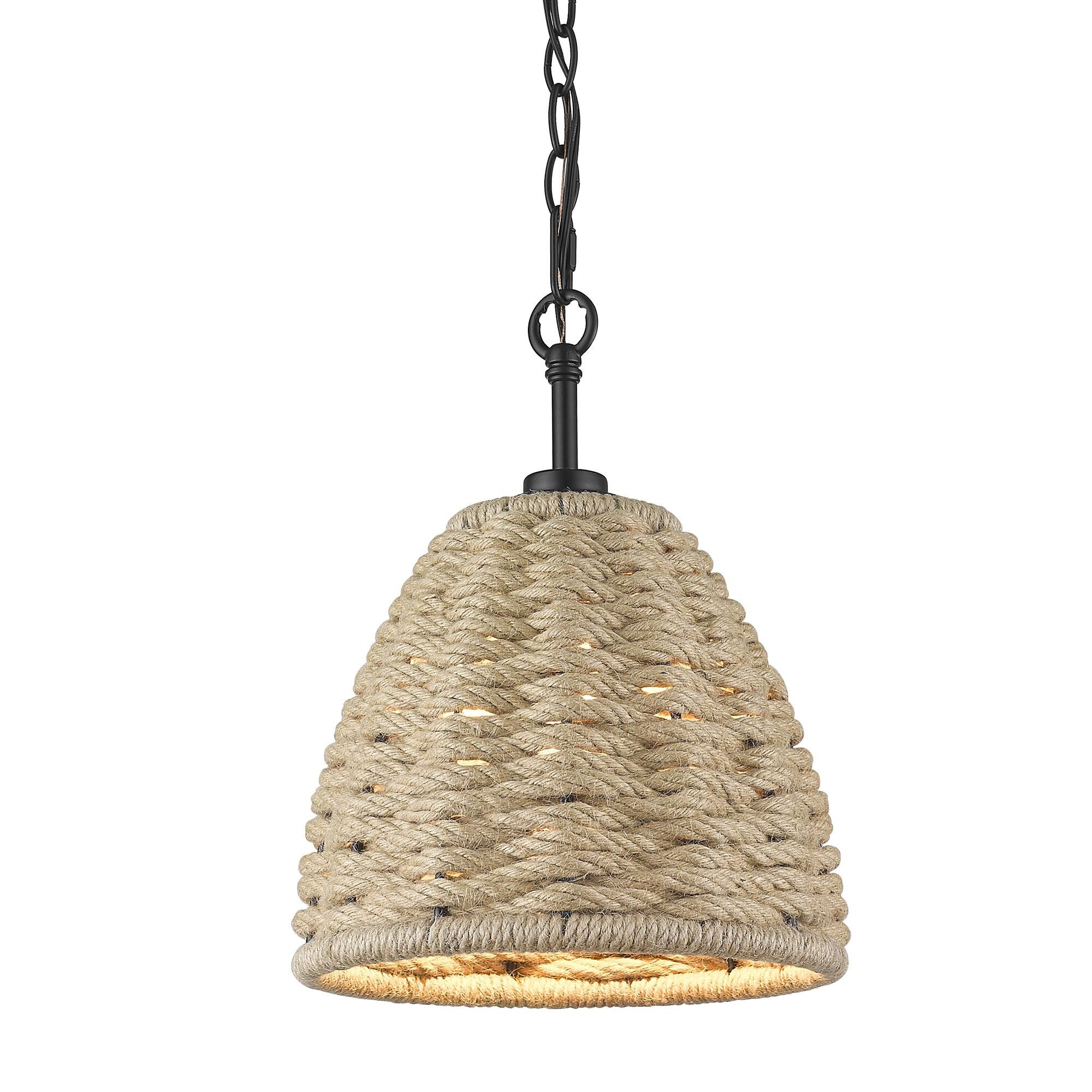 Shown in Matte Black finish and Woven Hemp Rope shade