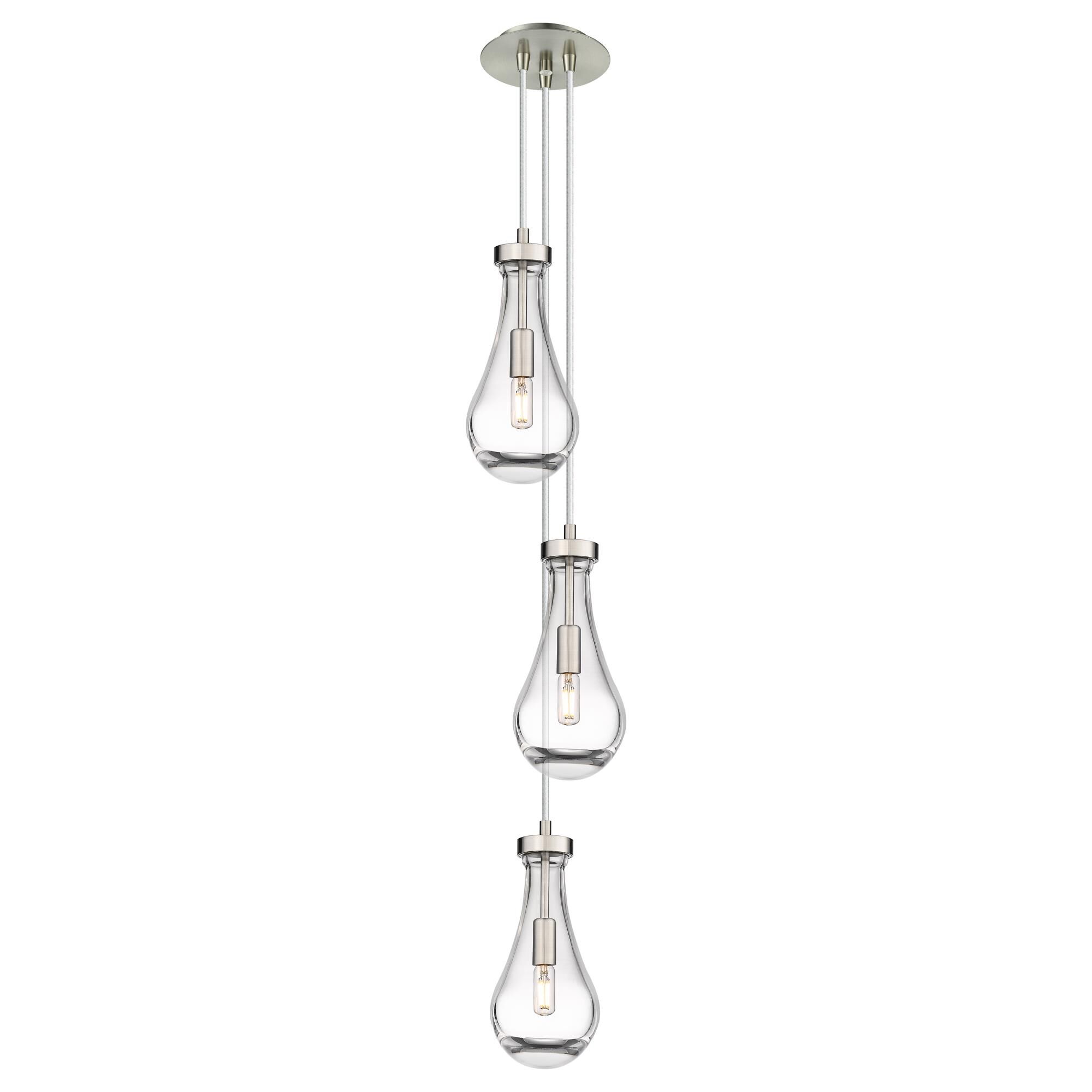 Shown in Brushed Satin Nickel finish and Clear glass and Clear Glass shade
