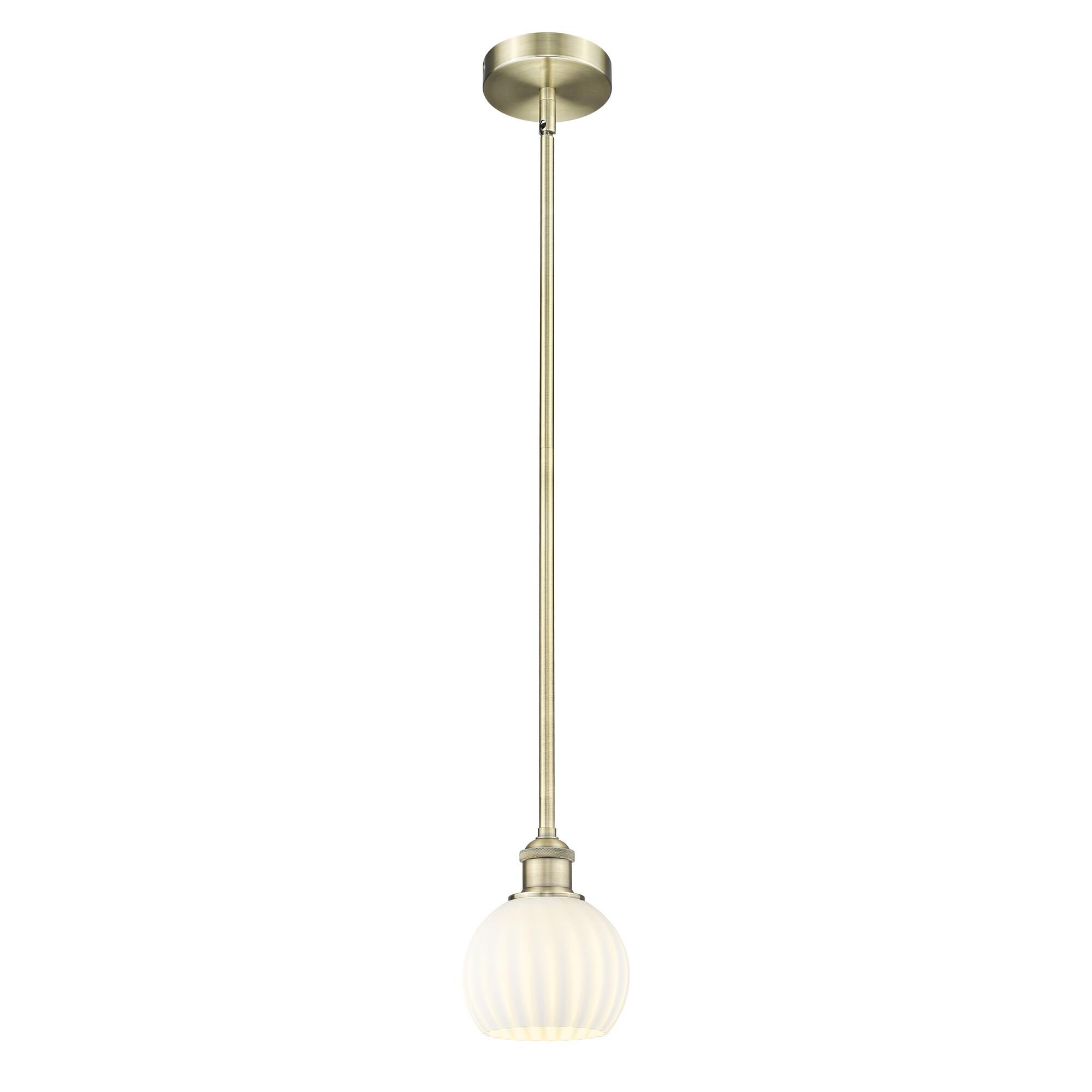 Shown in Antique Brass finish and White Venetian glass