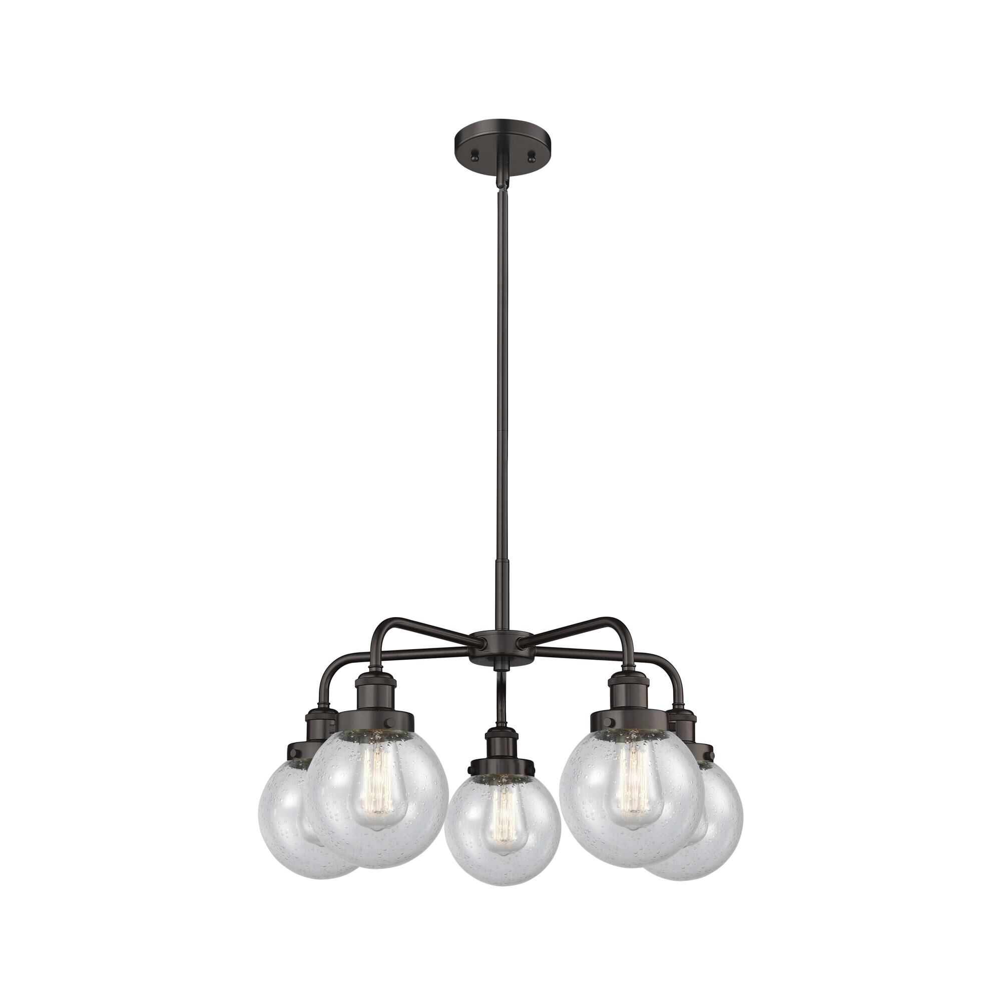 Shown in Oil Rubbed Bronze finish and Seedy glass