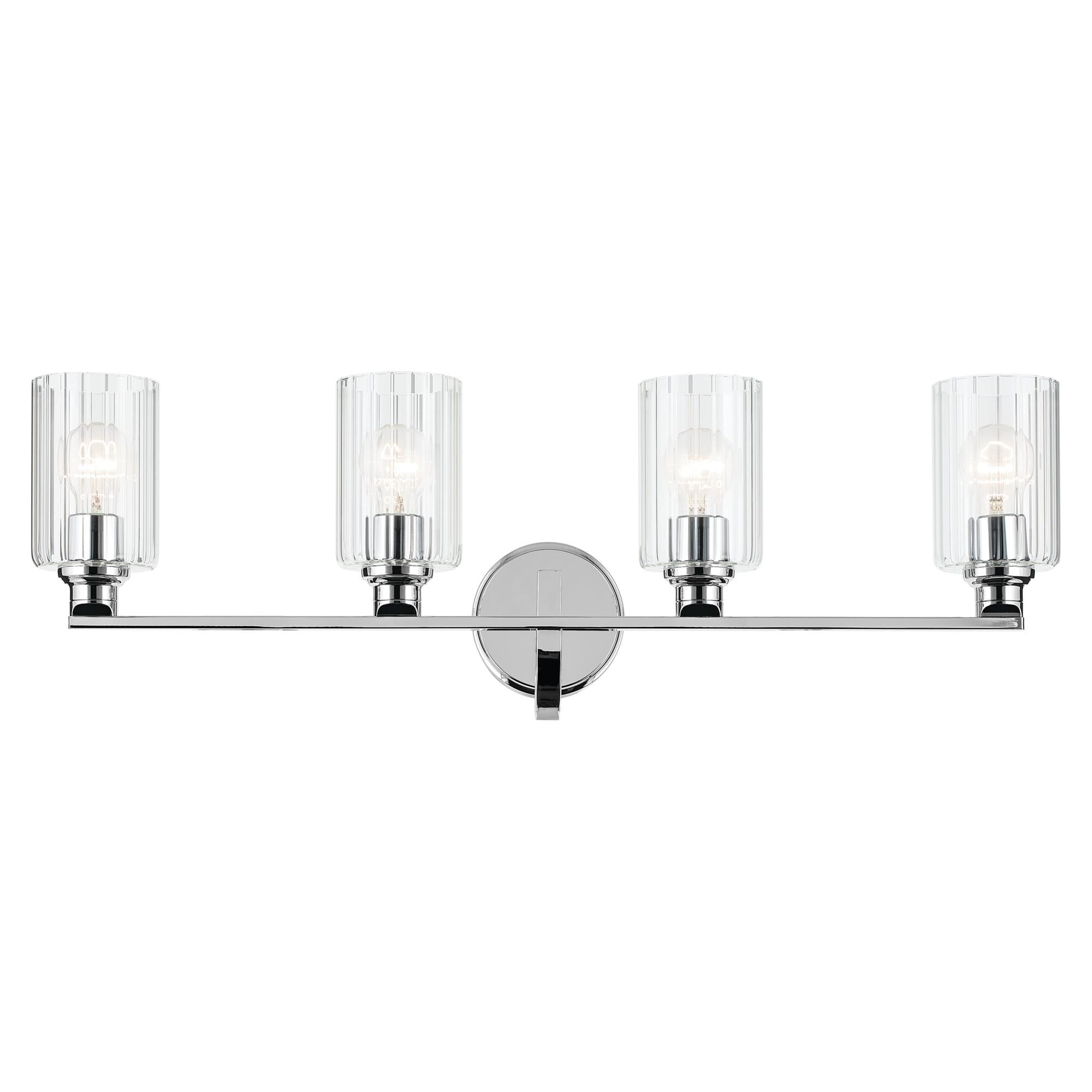 Shown in Chrome finish and Clear Fluted glass