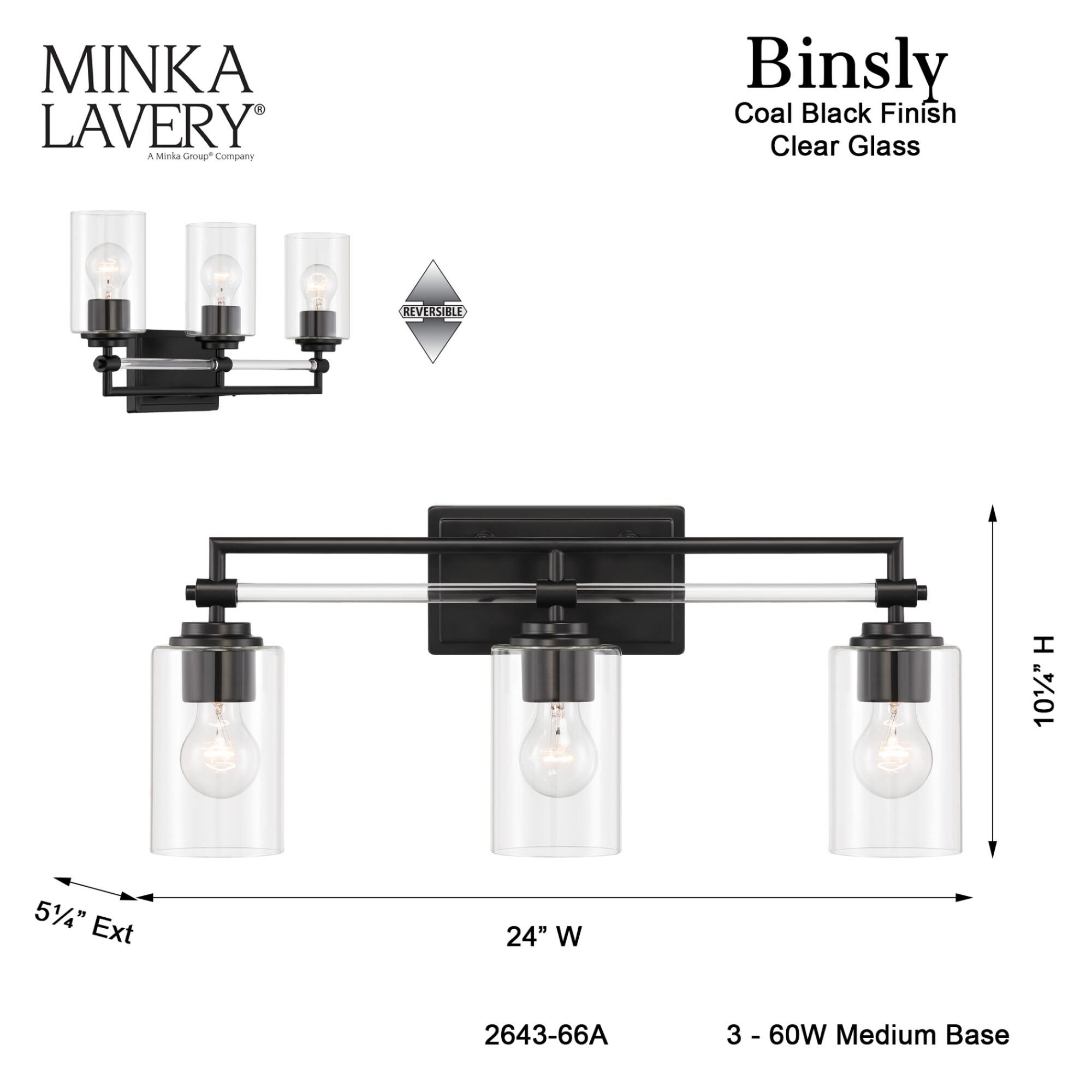 Shown in Coal finish and Clear glass