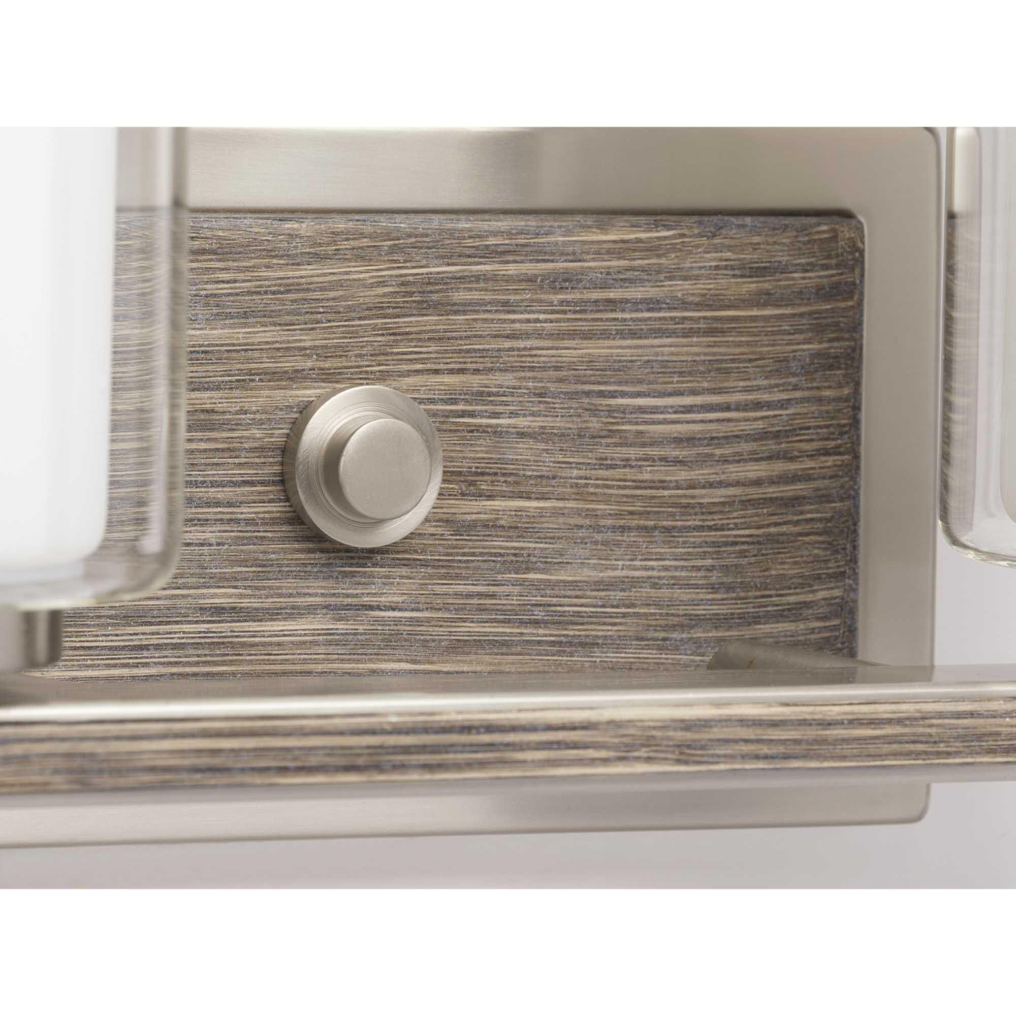 Shown in Brushed Nickel finish and Clear glass