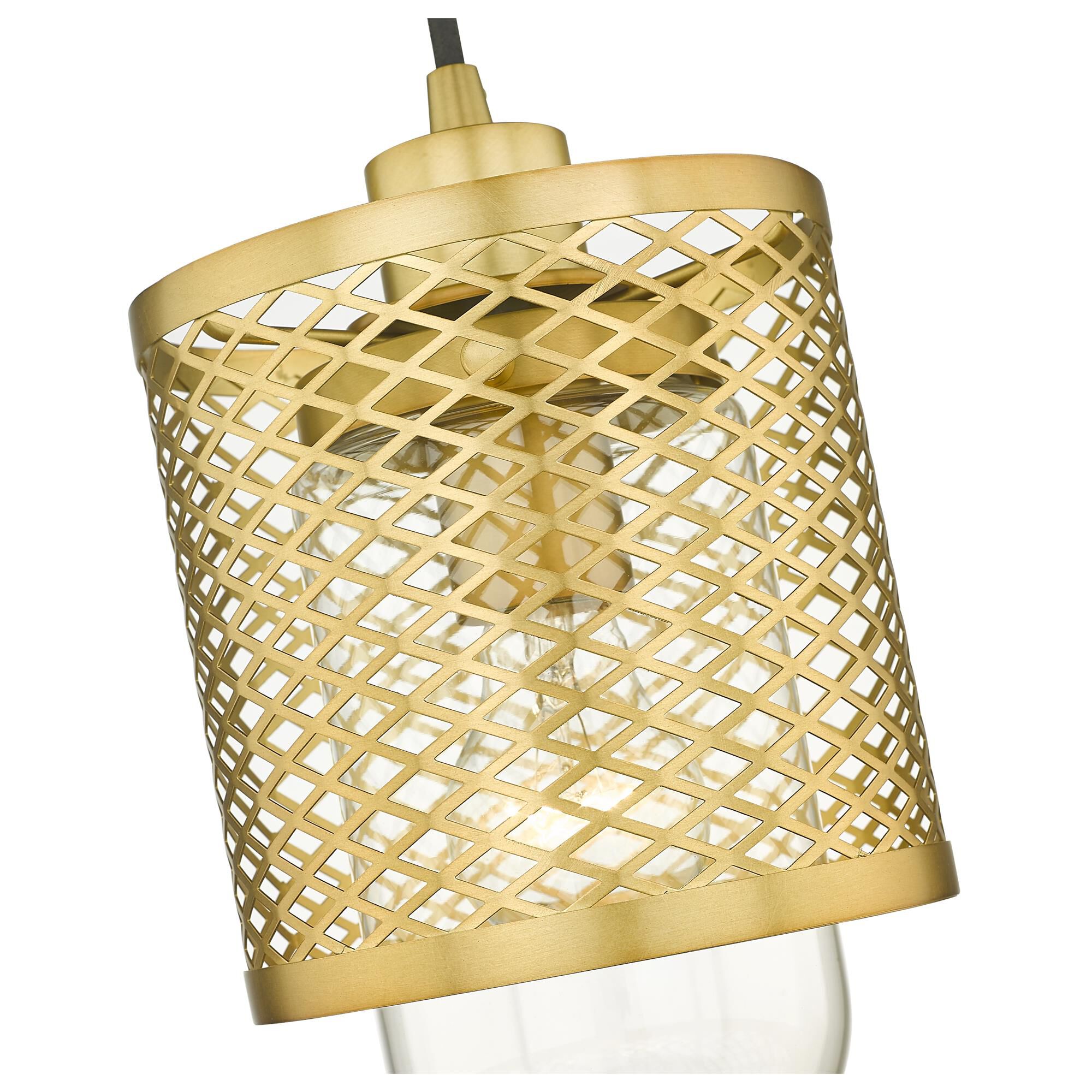 Shown in Rubbed Brass finish and Clear glass