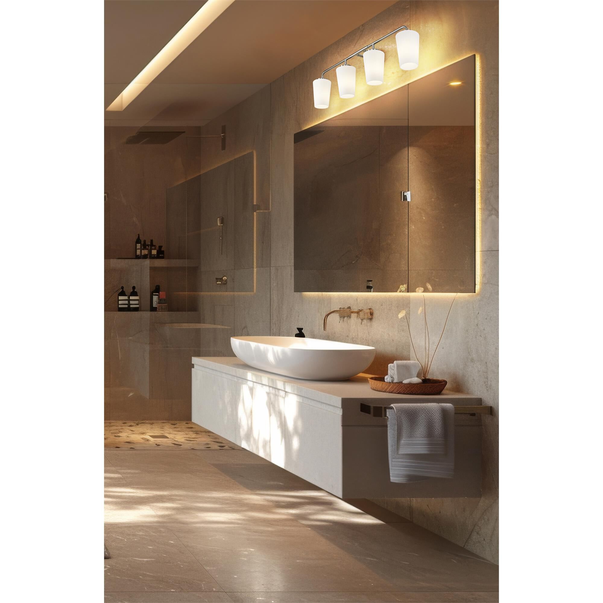 Shown in Brushed Nickel finish and Matte Opal glass and Matte Opal shade