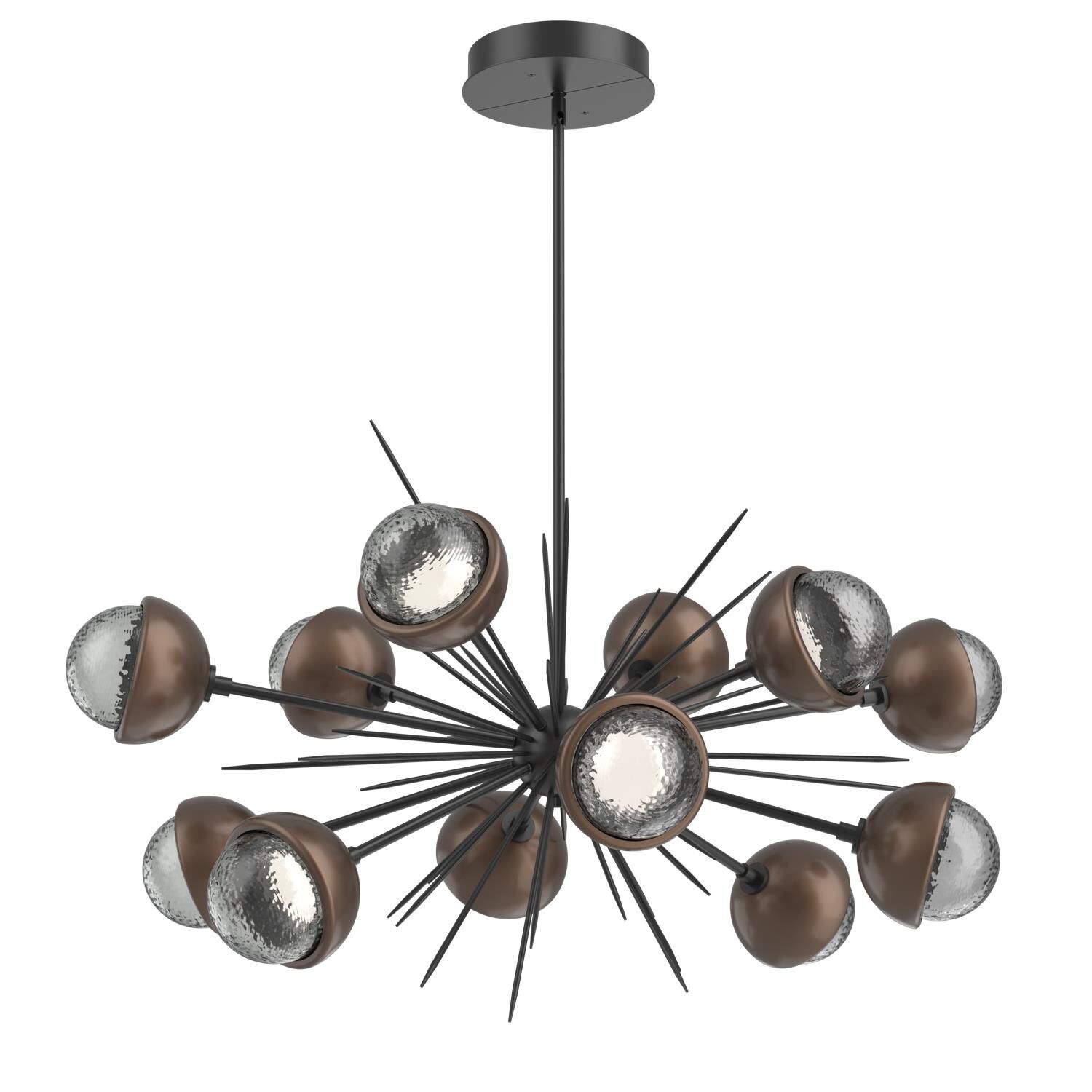 Shown in Matte Black finish and Smoke glass and Burnished Bronze accent