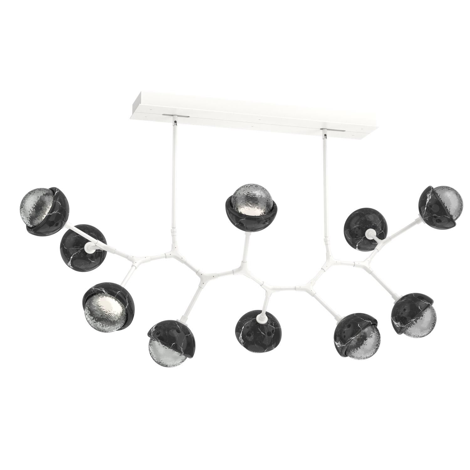 Shown in Salt White finish and Smoke glass and Black Marble accent