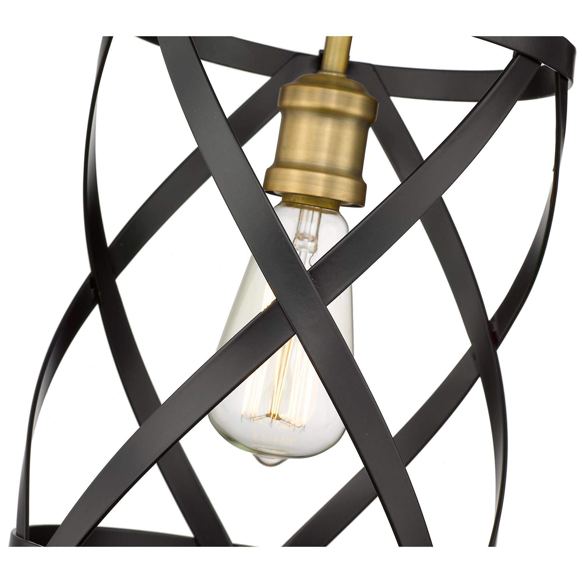 Shown in Matte Black + Olde Brass finish and --- glass and --- shade