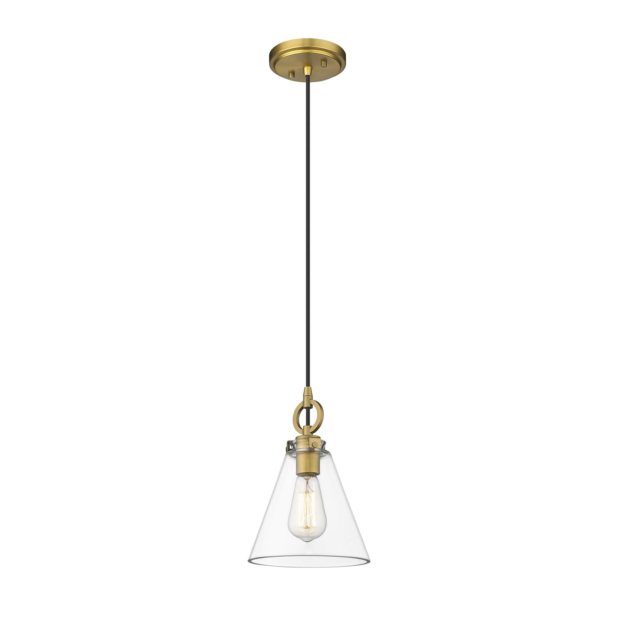 Shown in Rubbed Brass finish and Glass shade