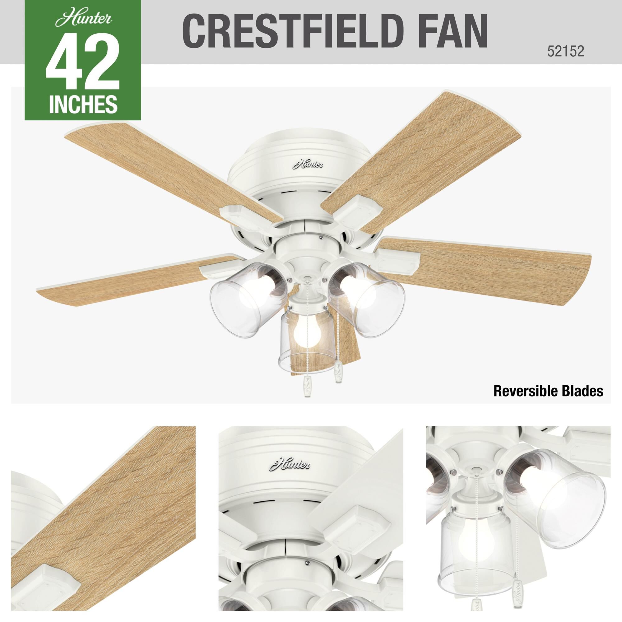 Crestfield Flush Mount Fan by Hunter Fan