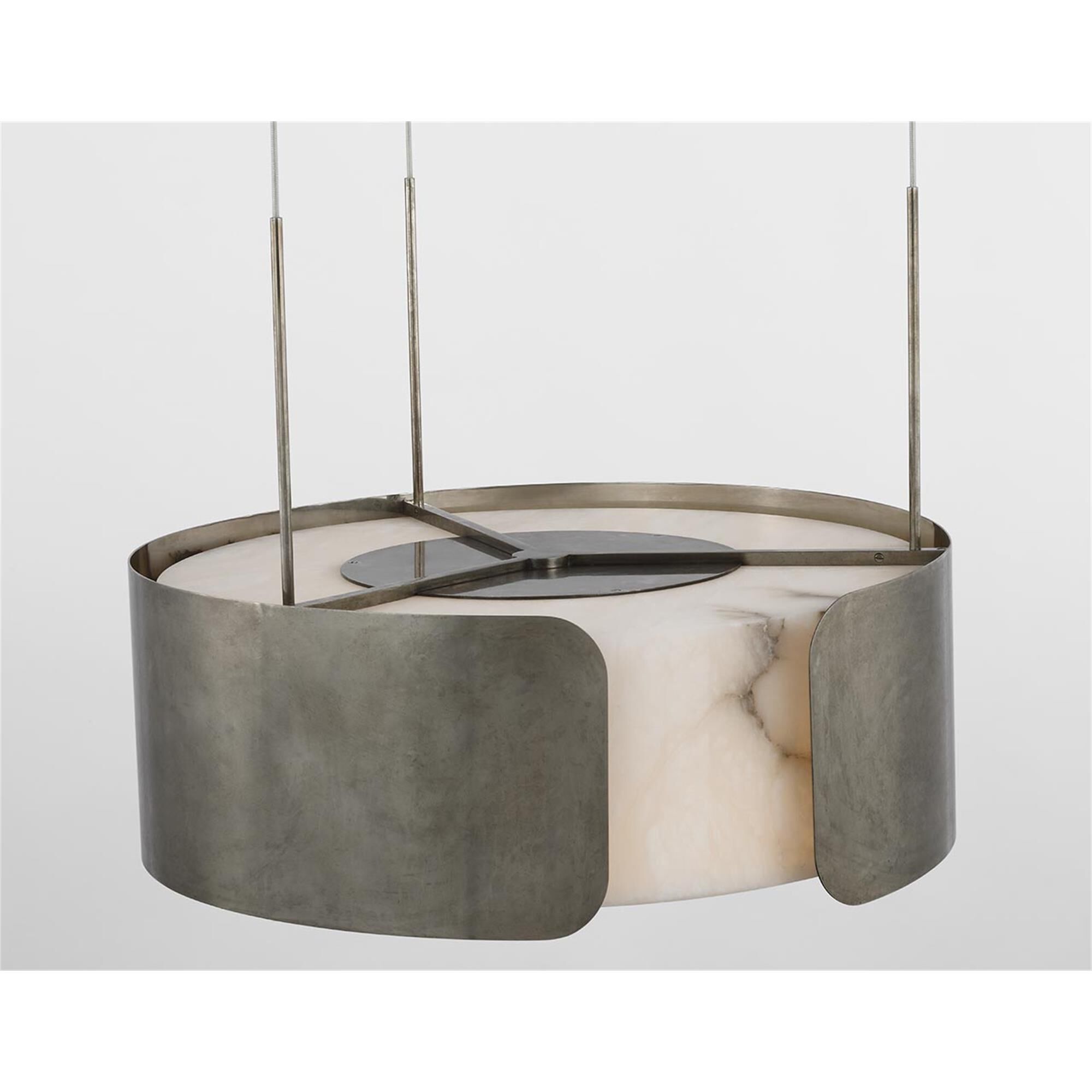 Shown in Mottled Pewter finish and Alabaster shade