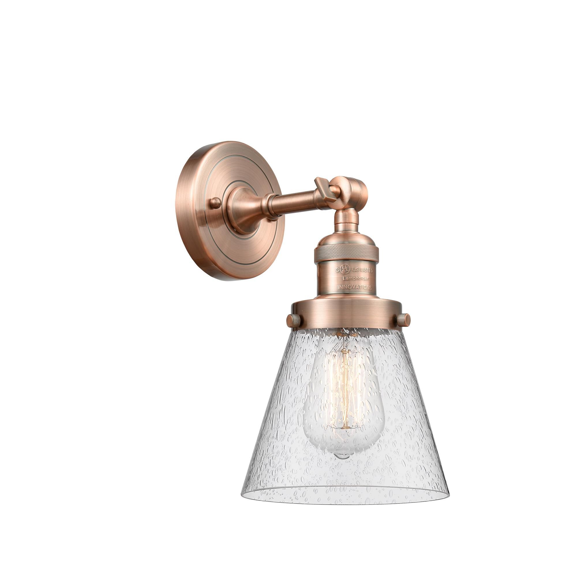 Shown in Antique Copper finish and Seedy glass