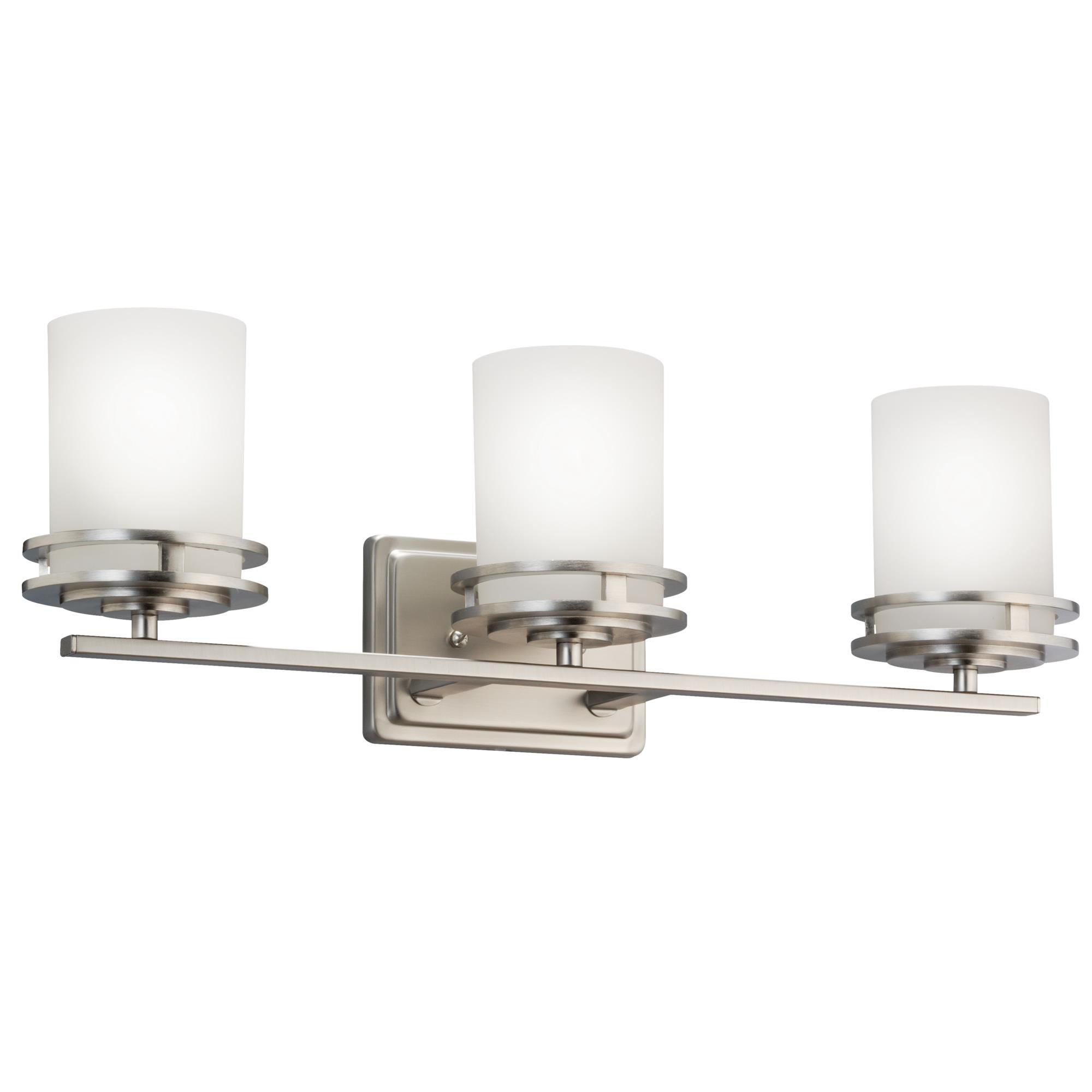 Shown in Brushed Nickel finish and Satin Etched Cased Opal glass