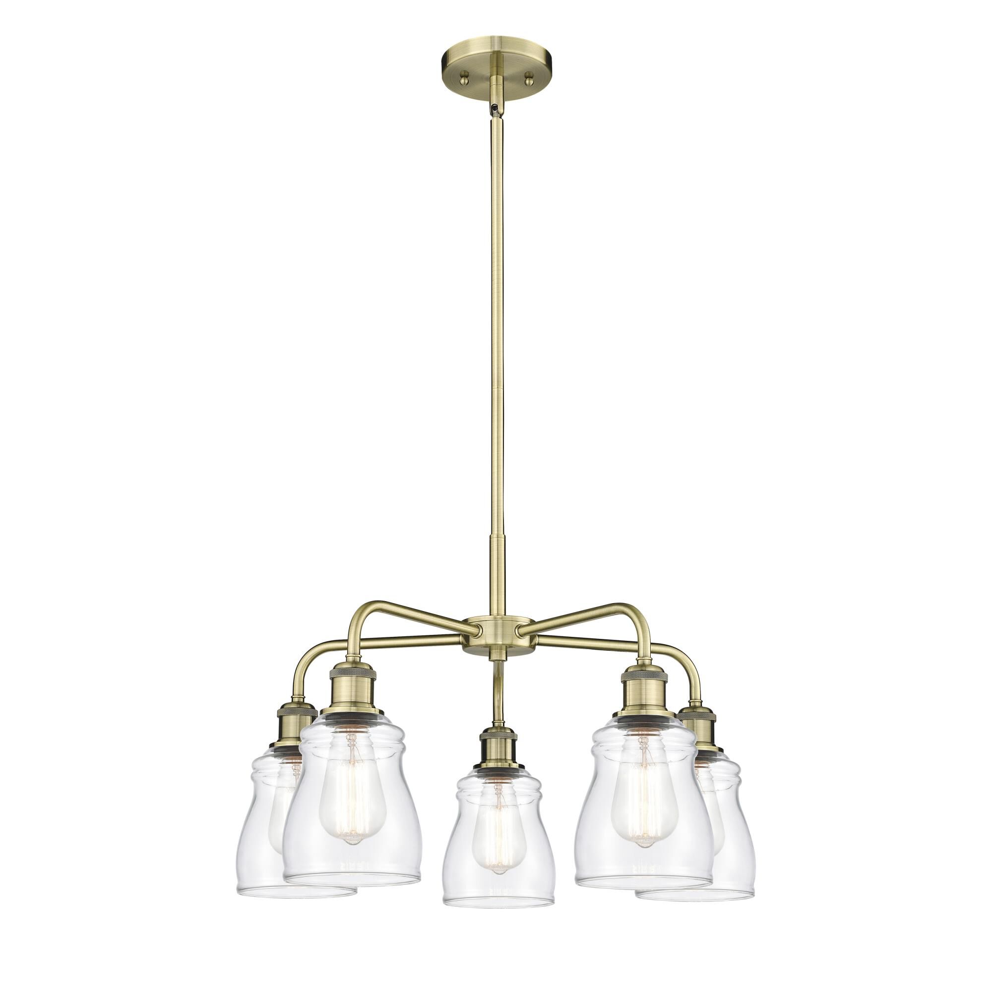 Shown in Antique Brass finish and Clear glass