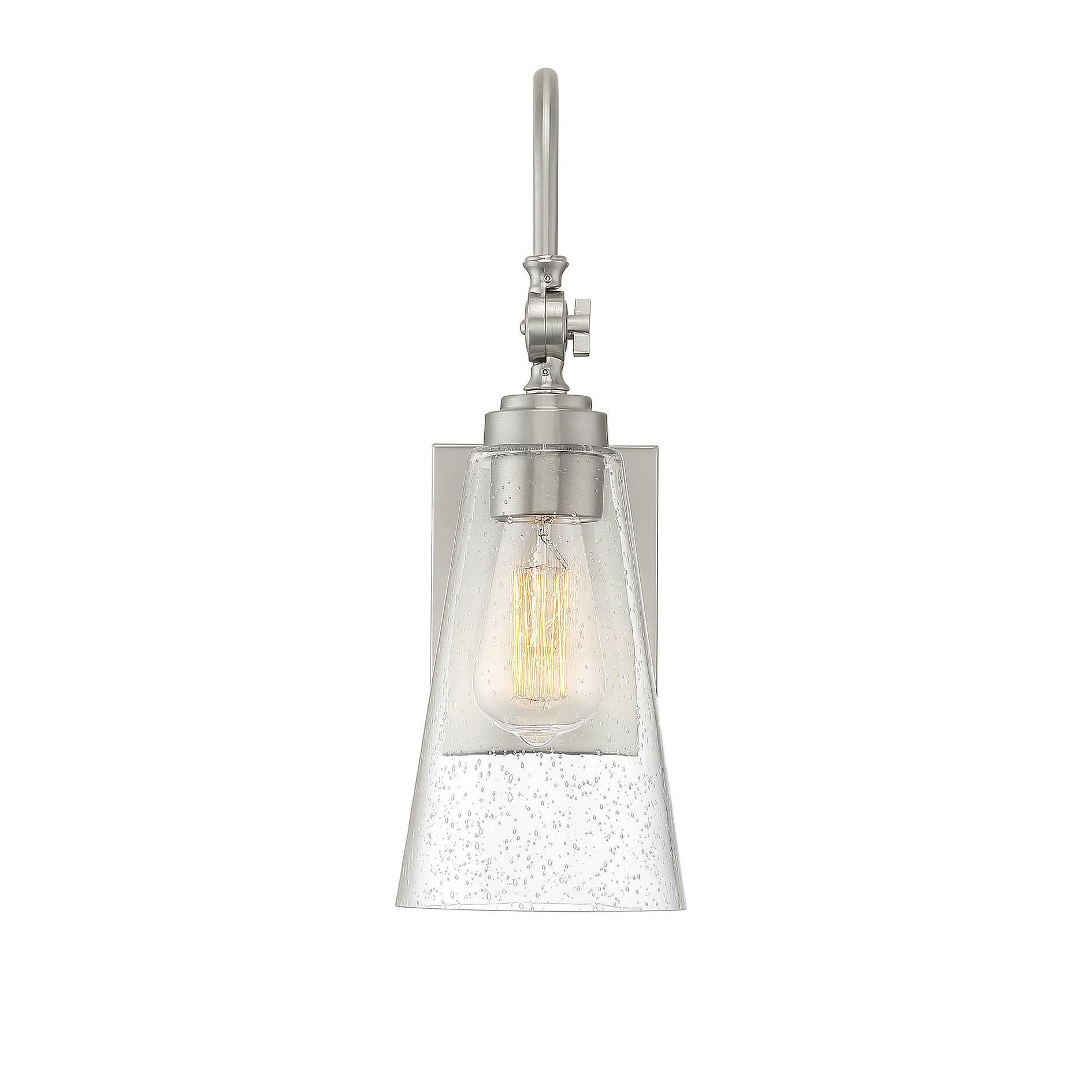 Shown in Satin Nickel finish and Clear Seeded glass