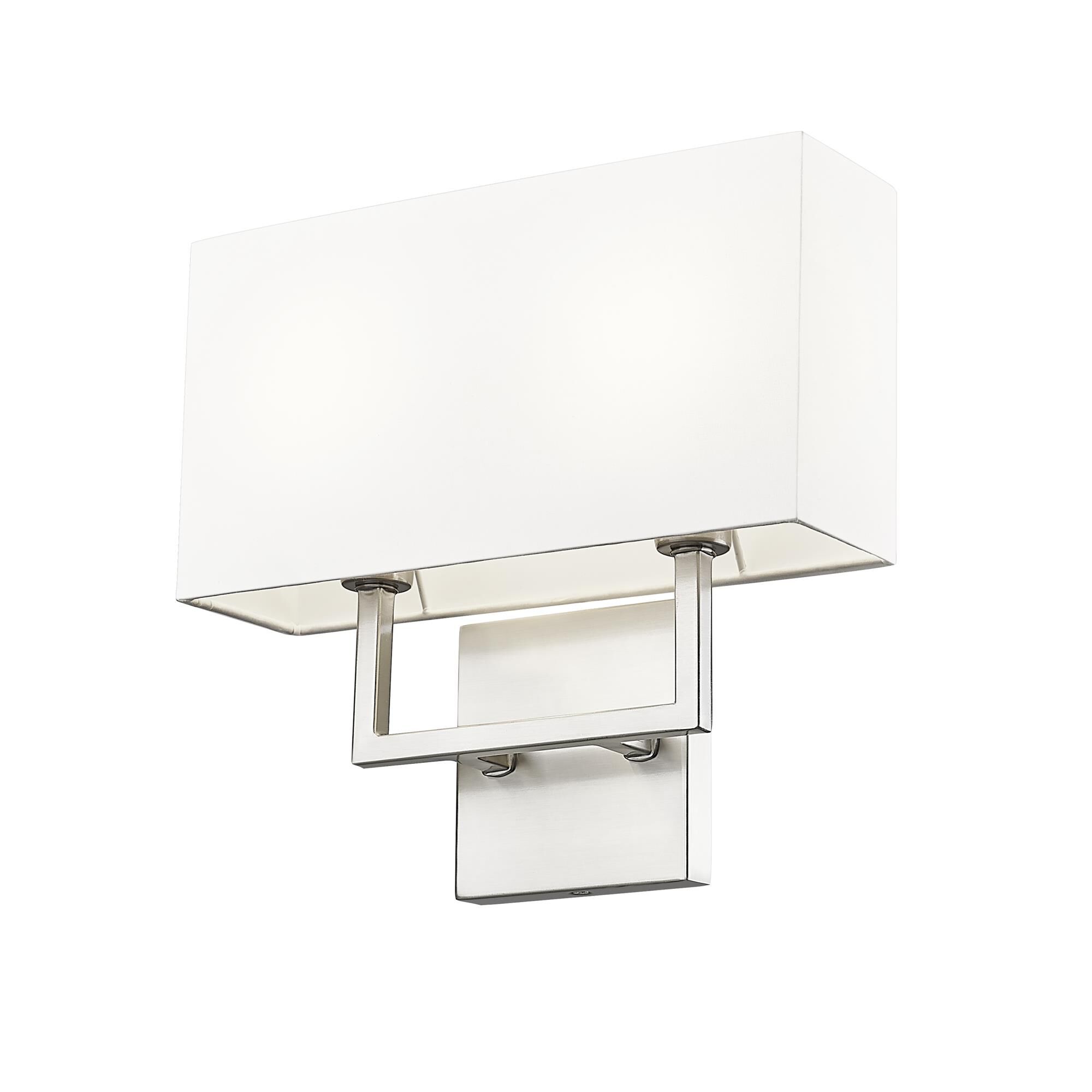 Shown in Brushed Nickel finish and White glass and White shade