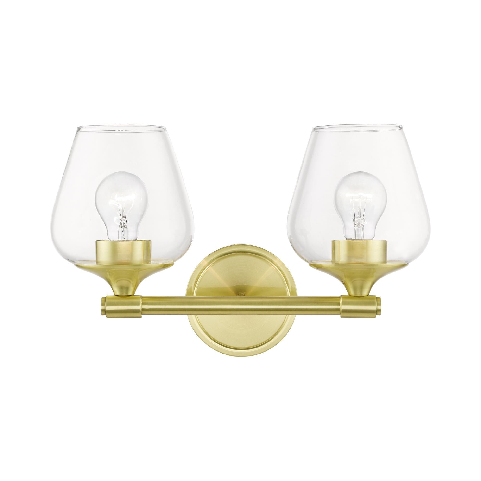 Shown in Satin Brass finish and Clear glass