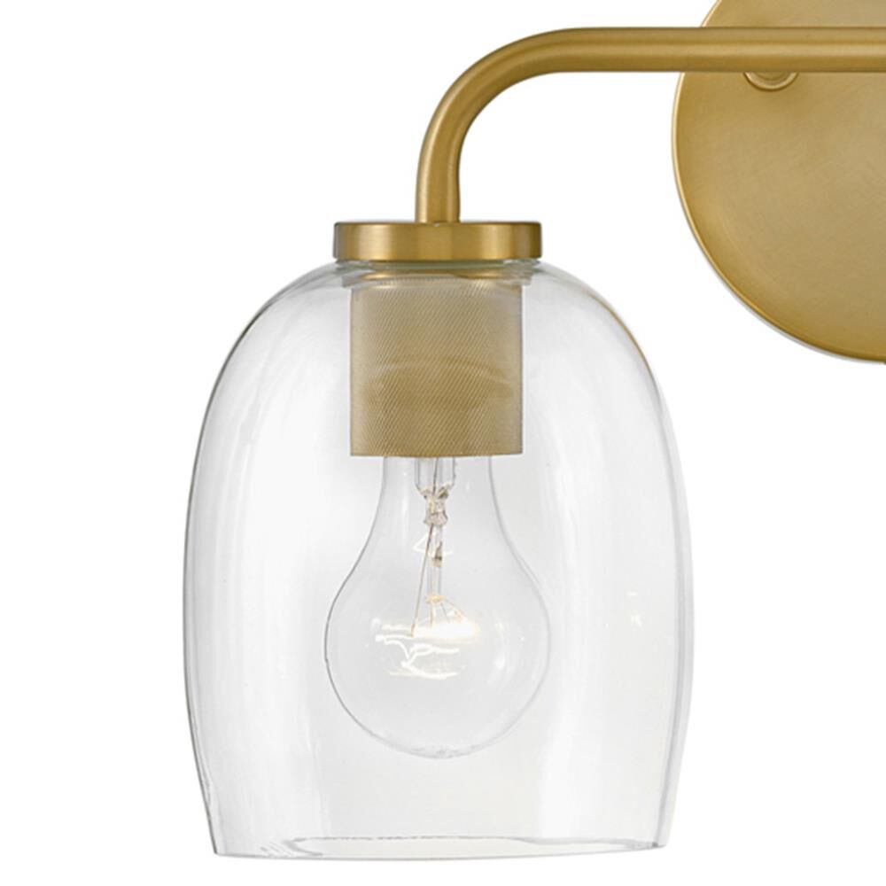 Shown in Lacquered Brass finish and Clear glass