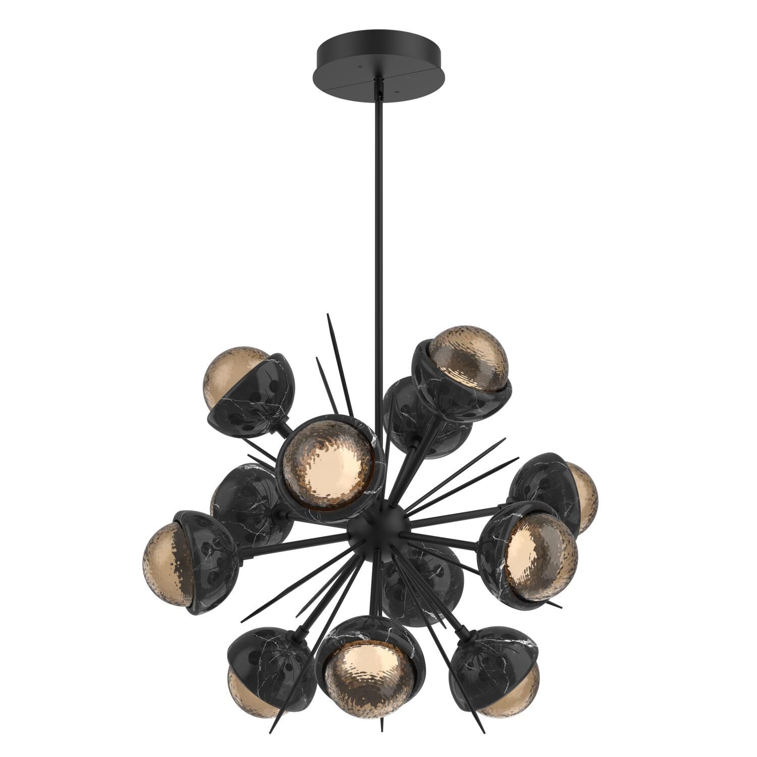 Shown in Matte Black finish and Bronze glass and Black Marble accent
