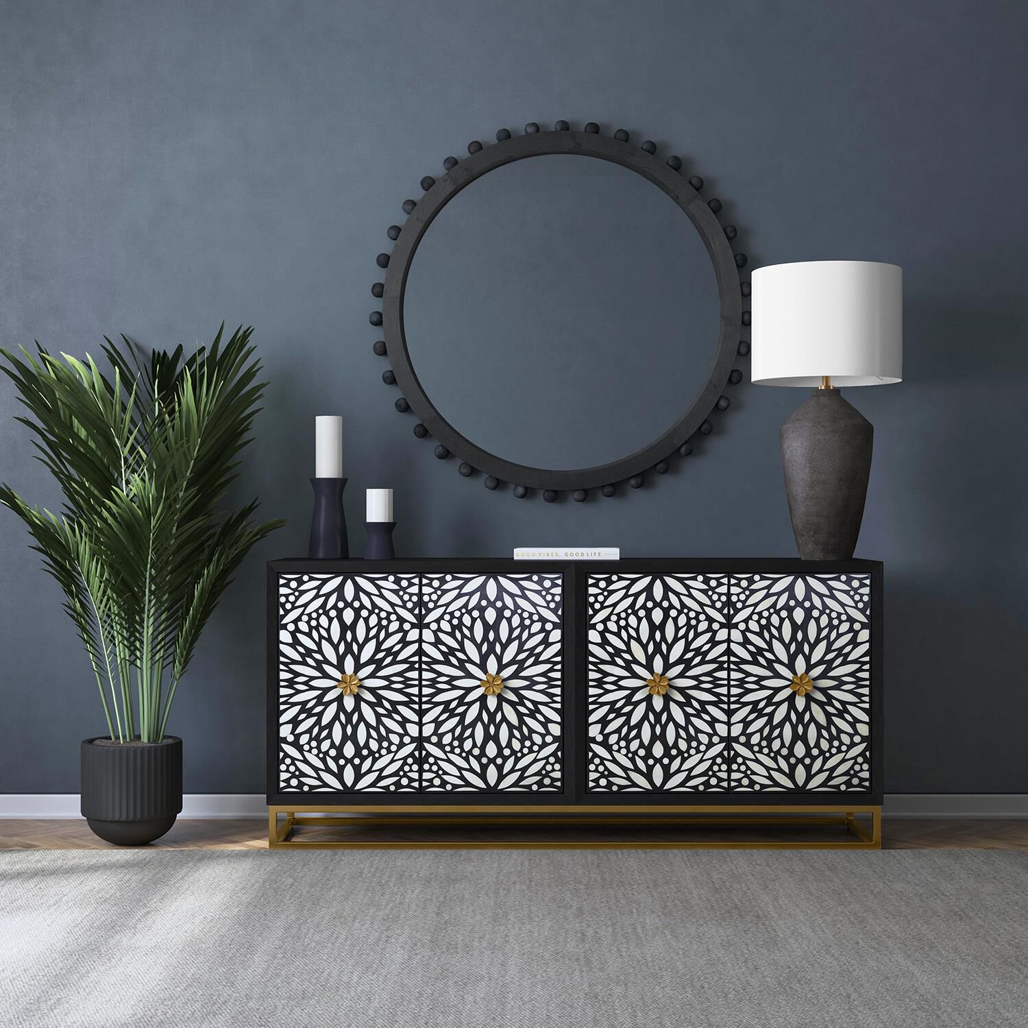 Shown in Matte Black finish and White shade