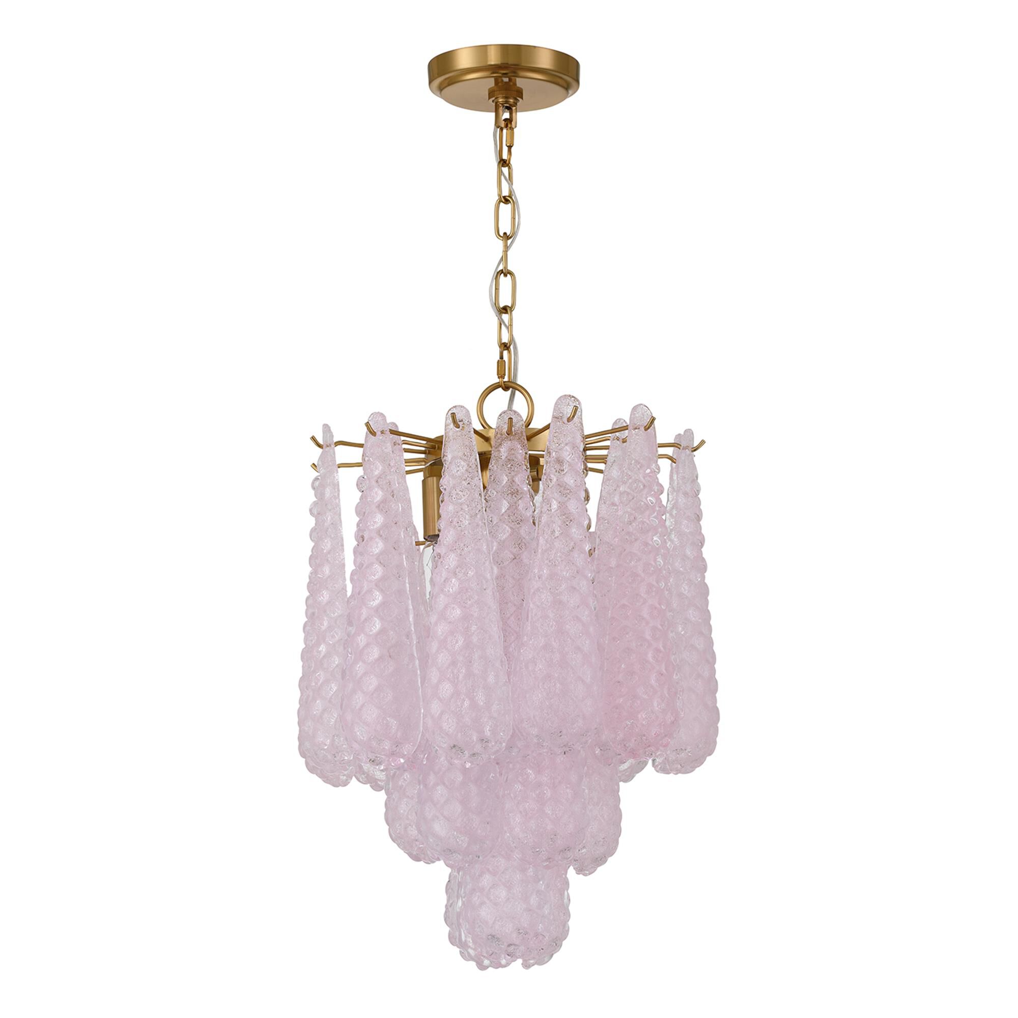 Shown in Aged Brass finish and Sand Blush glass