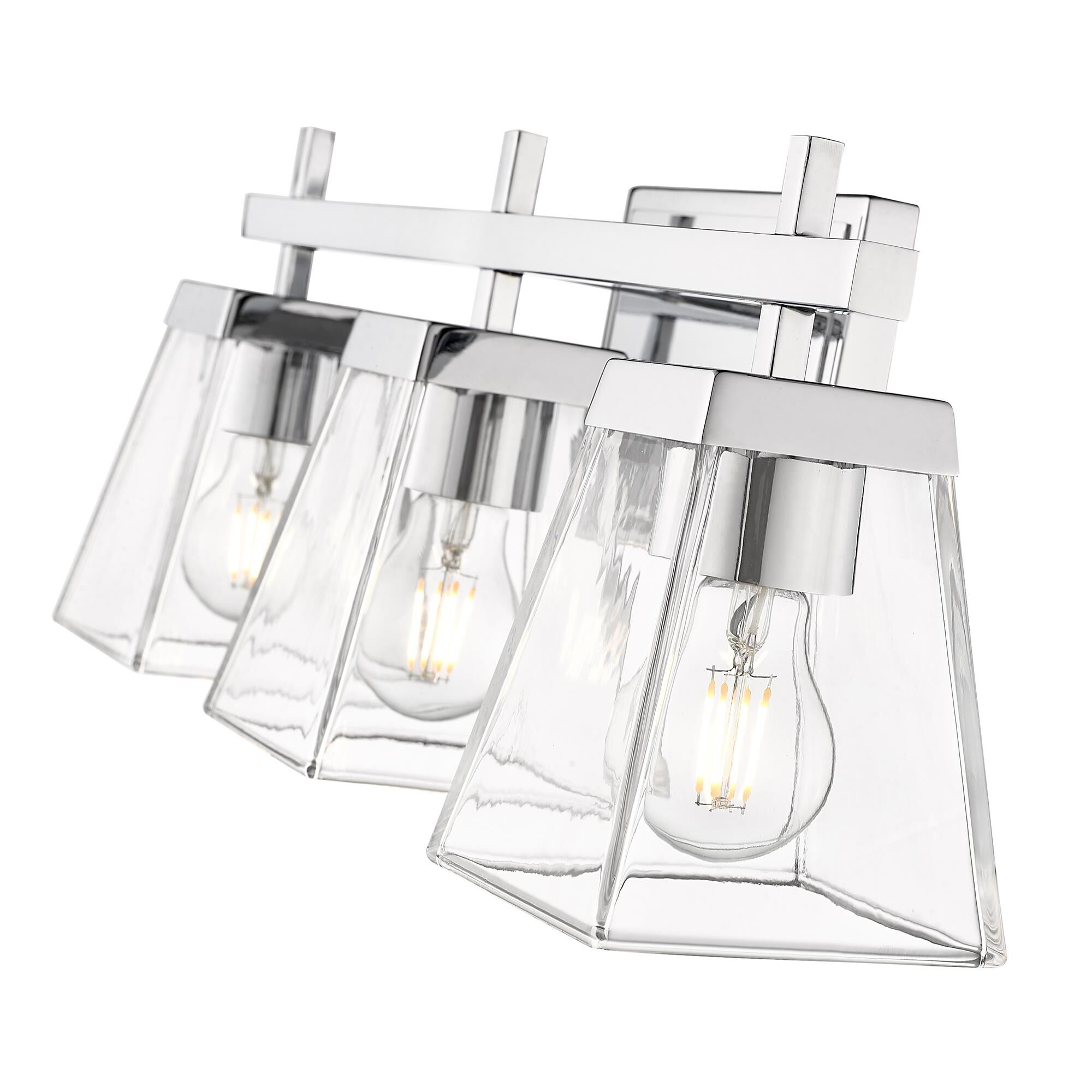 Shown in Chrome finish and Clear glass