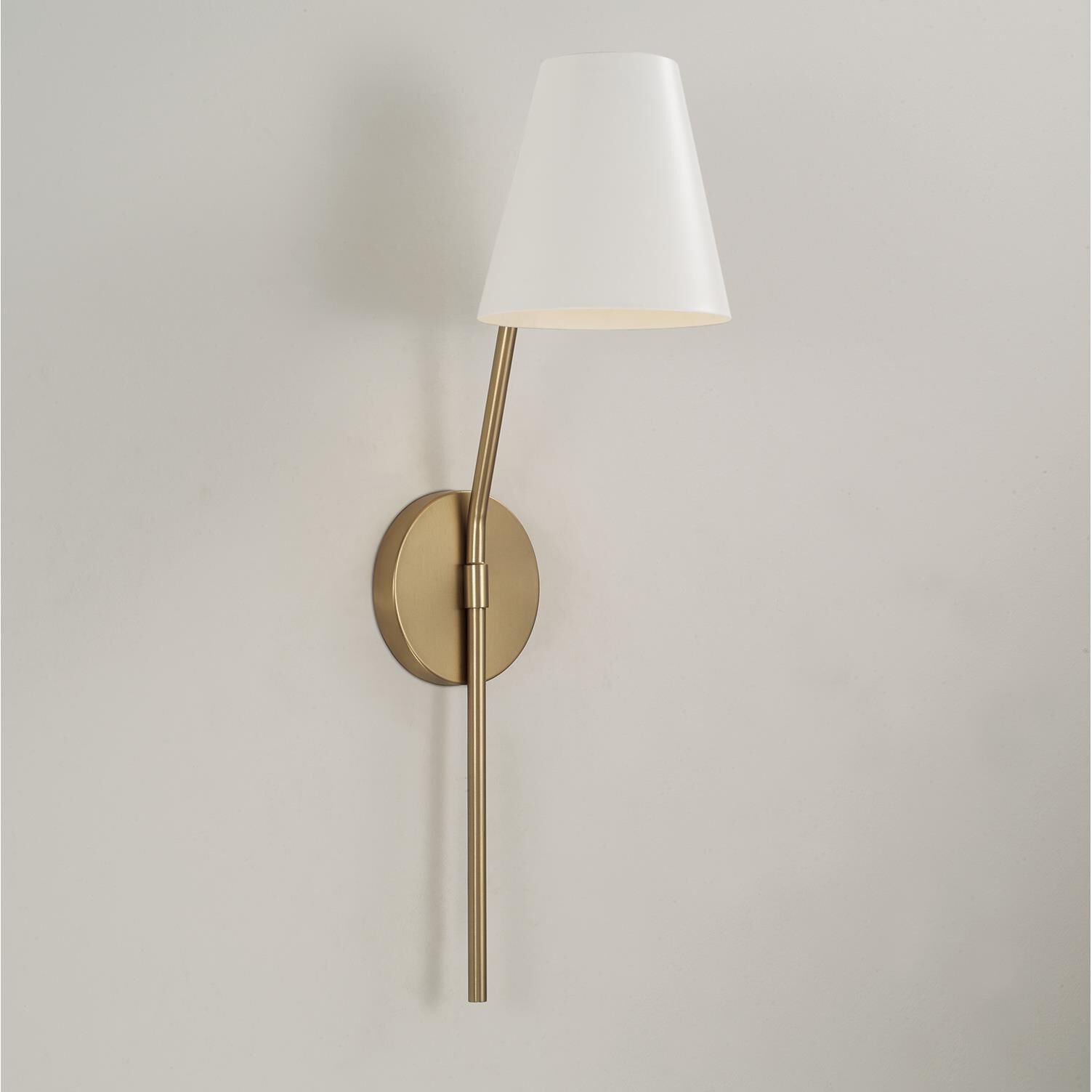 Shown in Aged Brass And White finish and White Metal shade