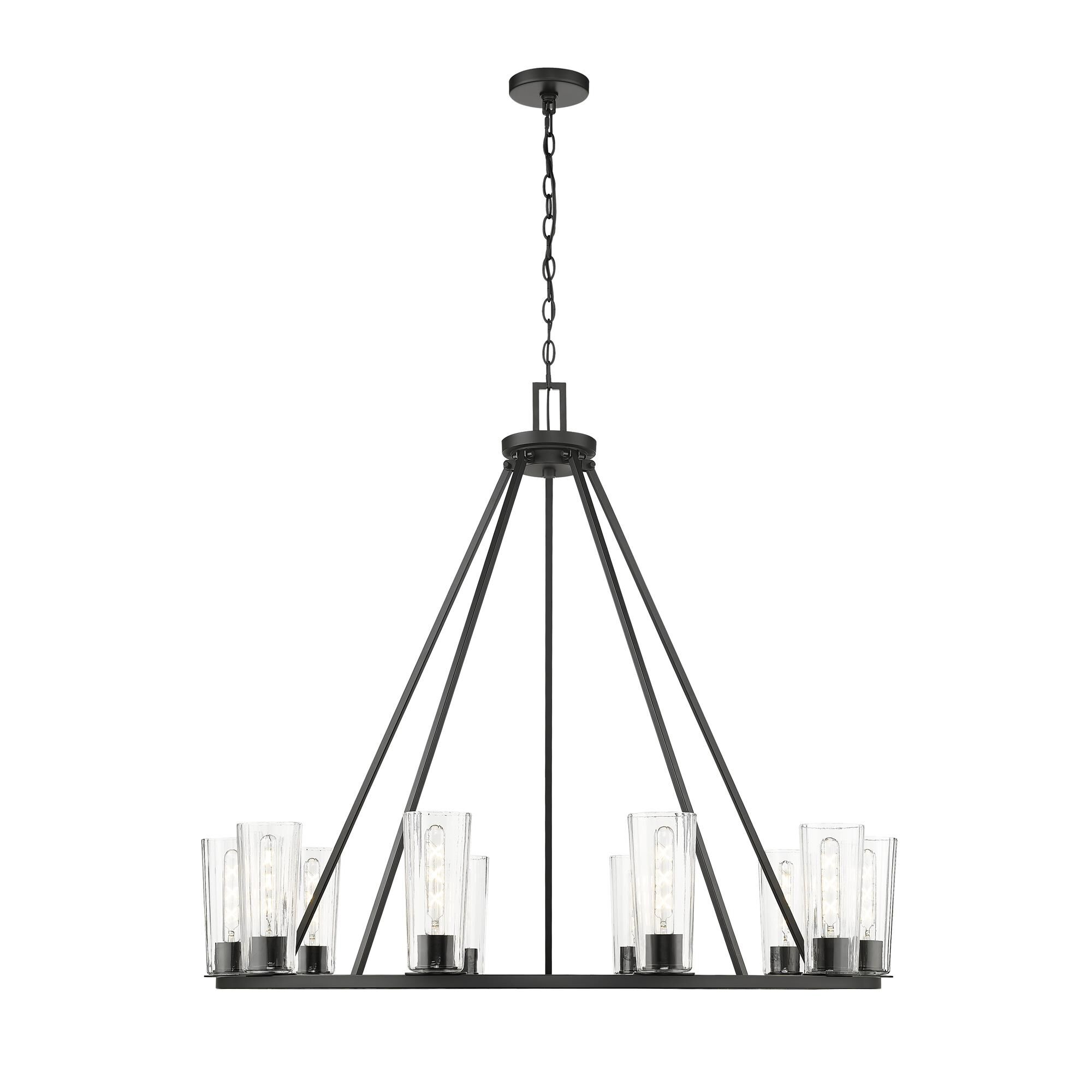 Shown in Matte Black finish and Clear glass and Clear shade