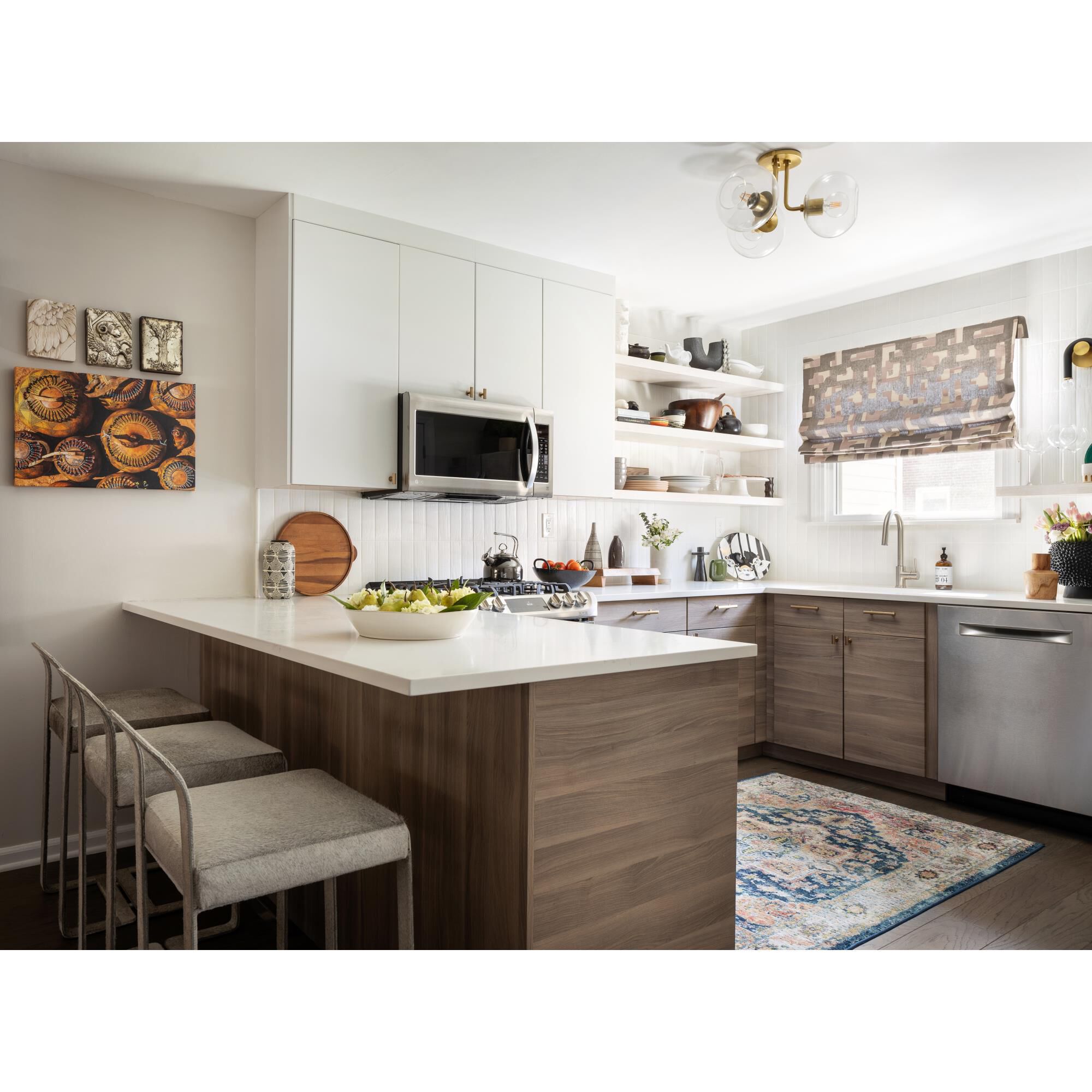 Shown in Aged Brass finish and Clear glass