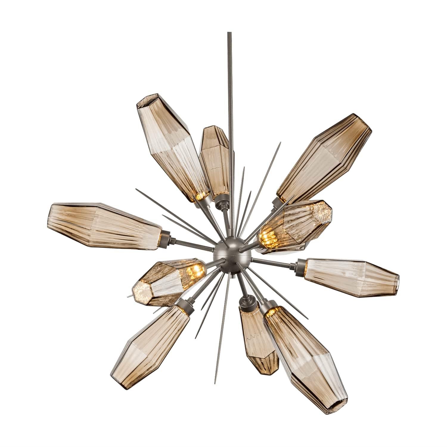Shown in Metallic Beige Silver finish and Optic Rib Blown Bronze glass
