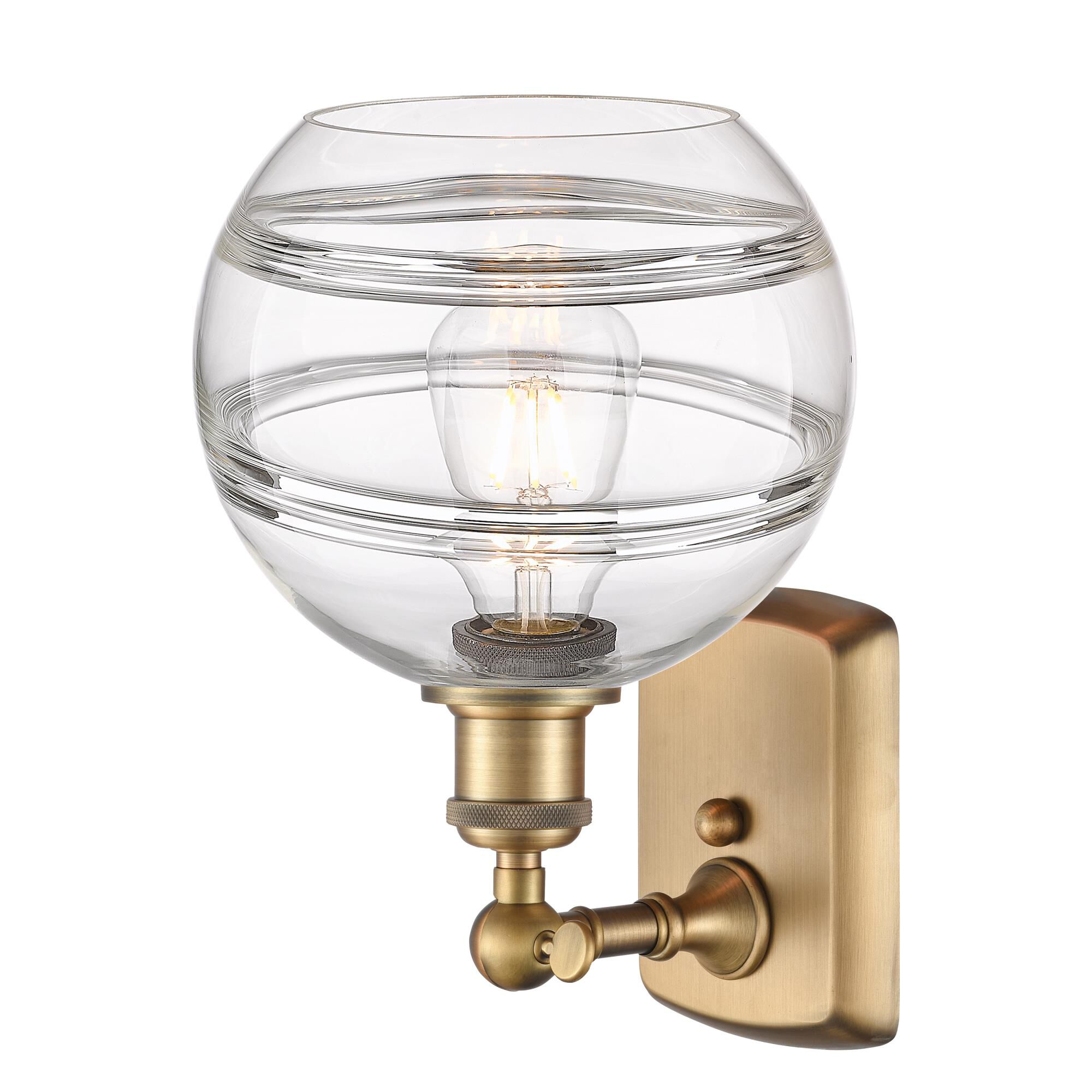 Shown in Brushed Brass finish and Clear glass