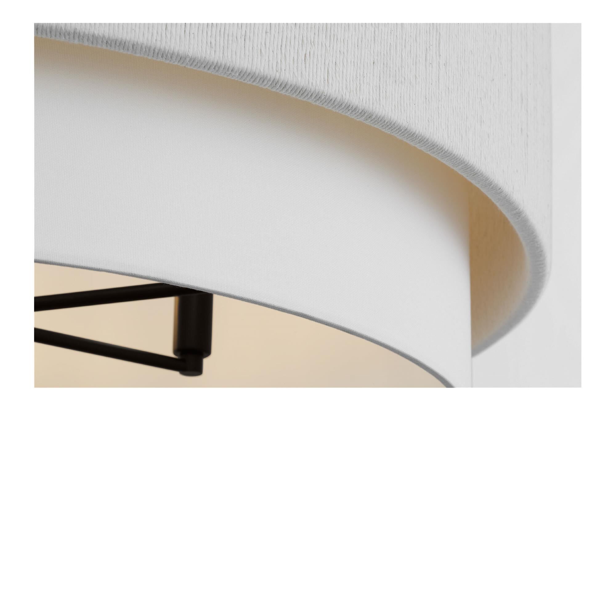 Shown in Aged Iron finish and White Linen Fabric shade