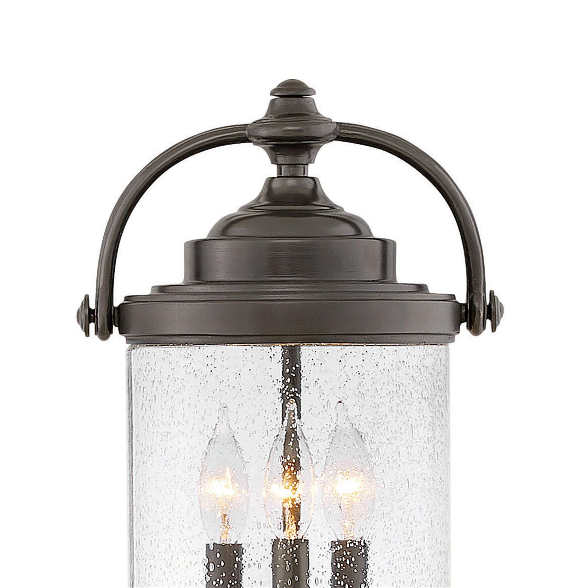 Shown in Oil Rubbed Bronze finish and Clear Seedy glass