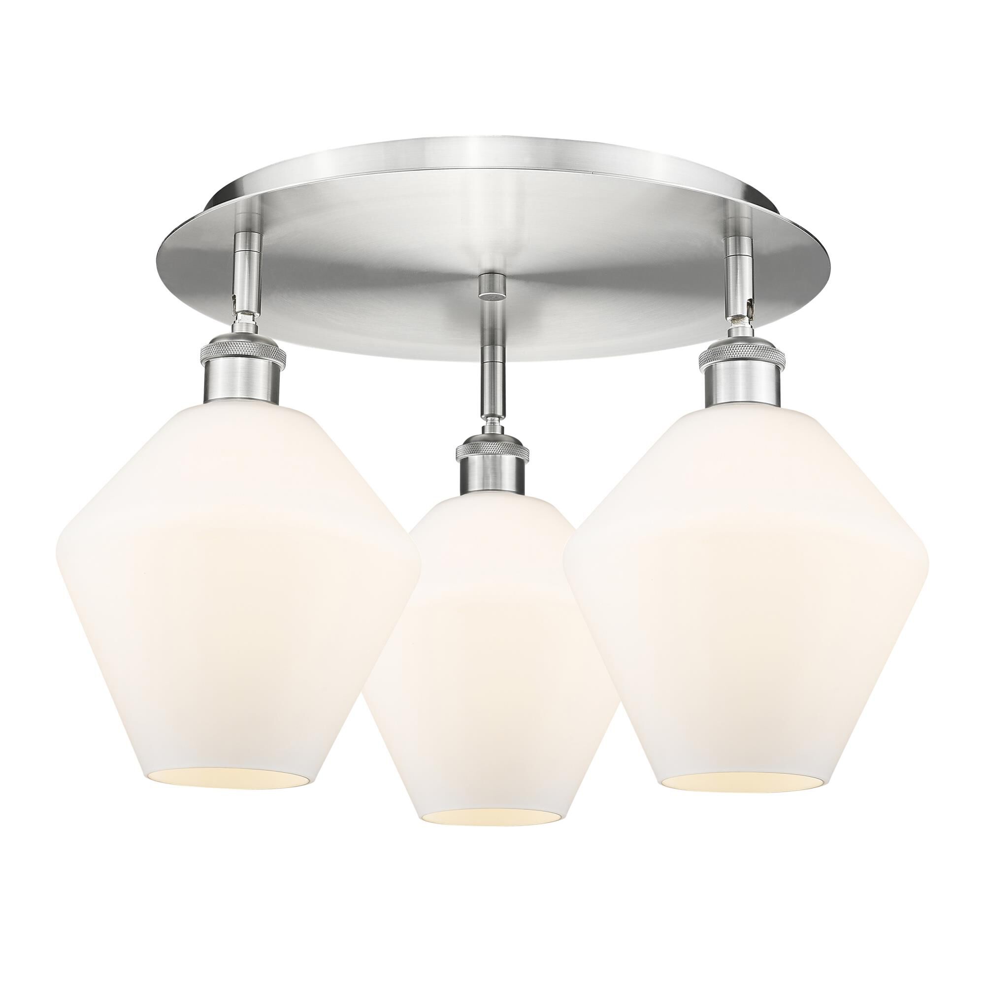 Shown in Satin Nickel finish and Cased Matte White glass