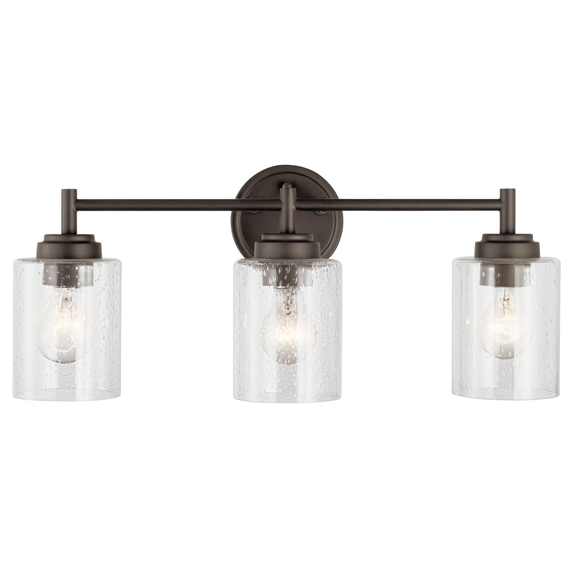Shown in Olde Bronze finish and Clear Seeded glass