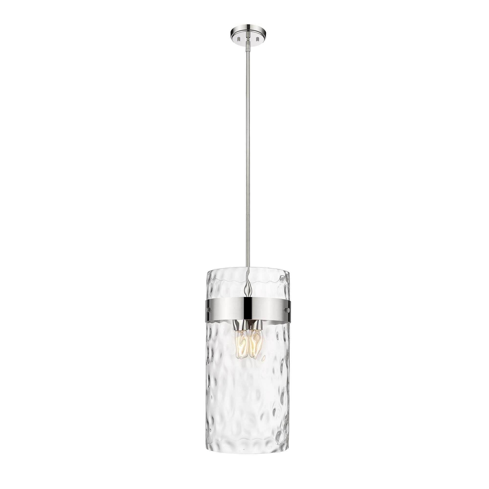 Shown in Polished Nickel finish and Glass shade