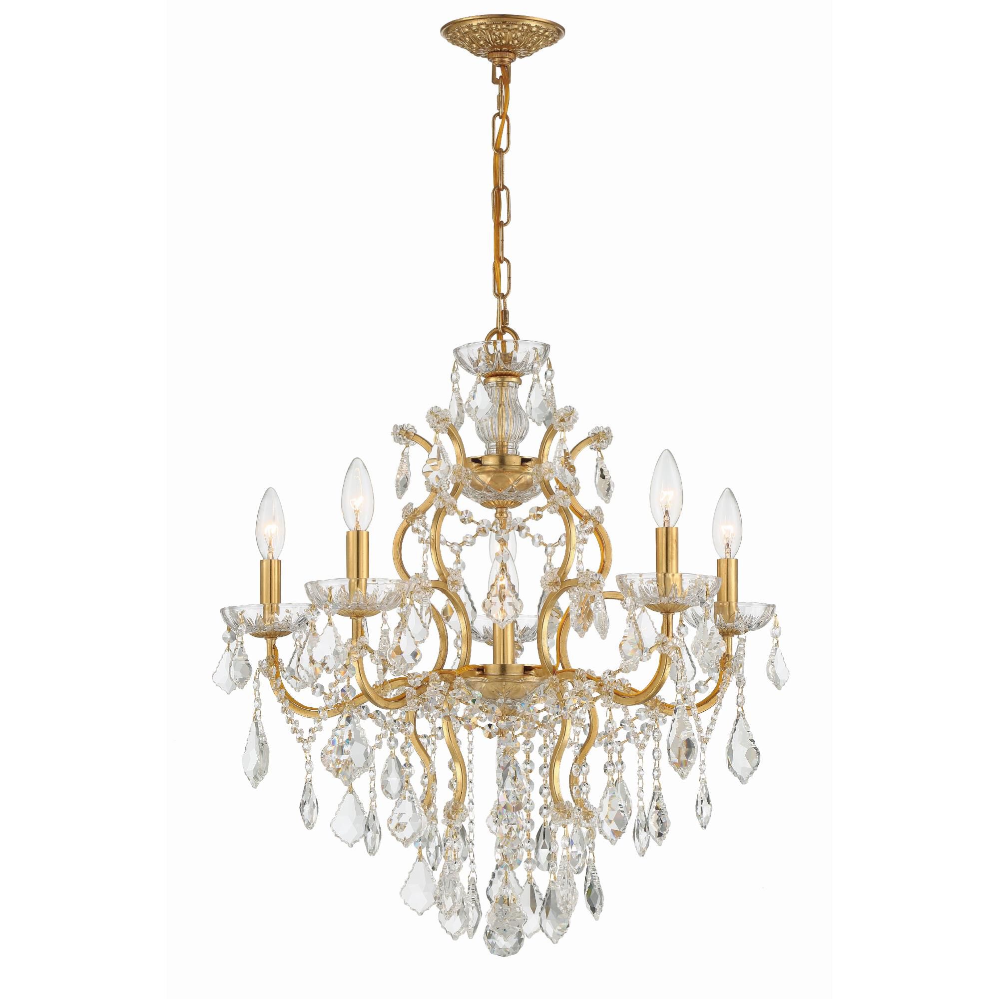 Shown in Antique Gold finish and Clear Spectra crystal