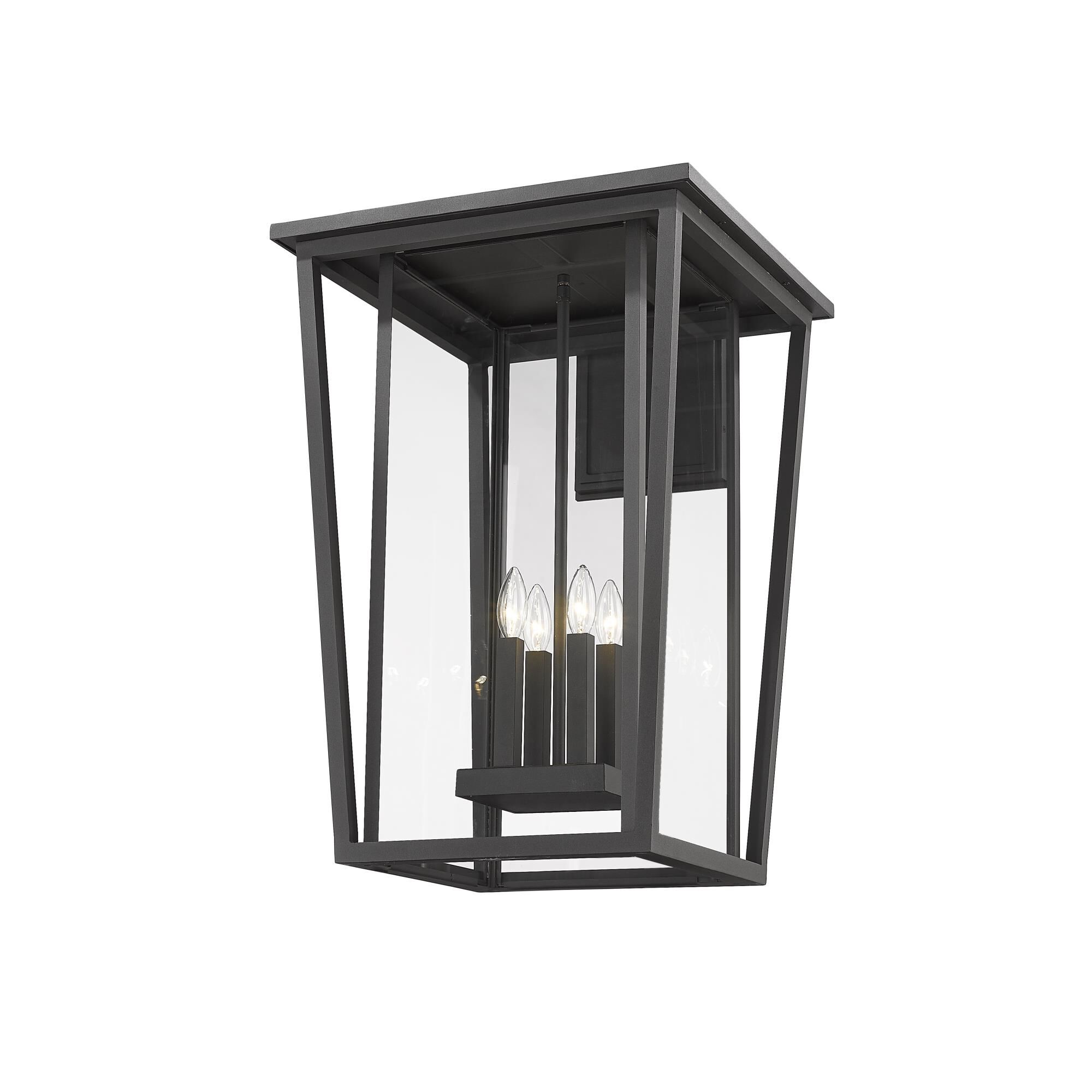 Shown in Black finish and Glass shade