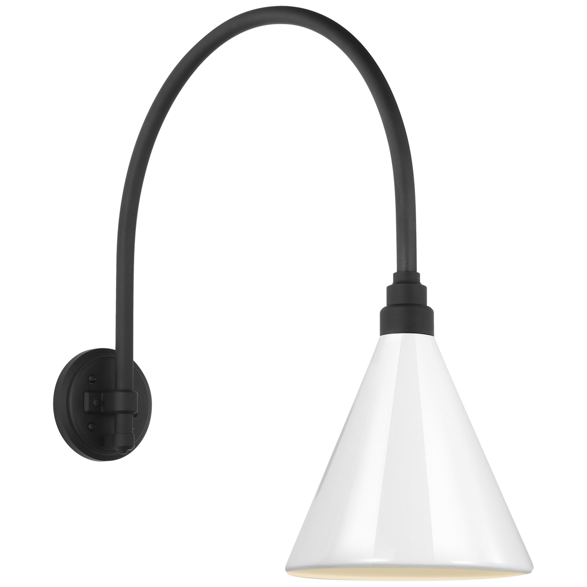 Shown in Matte Black finish and White shade
