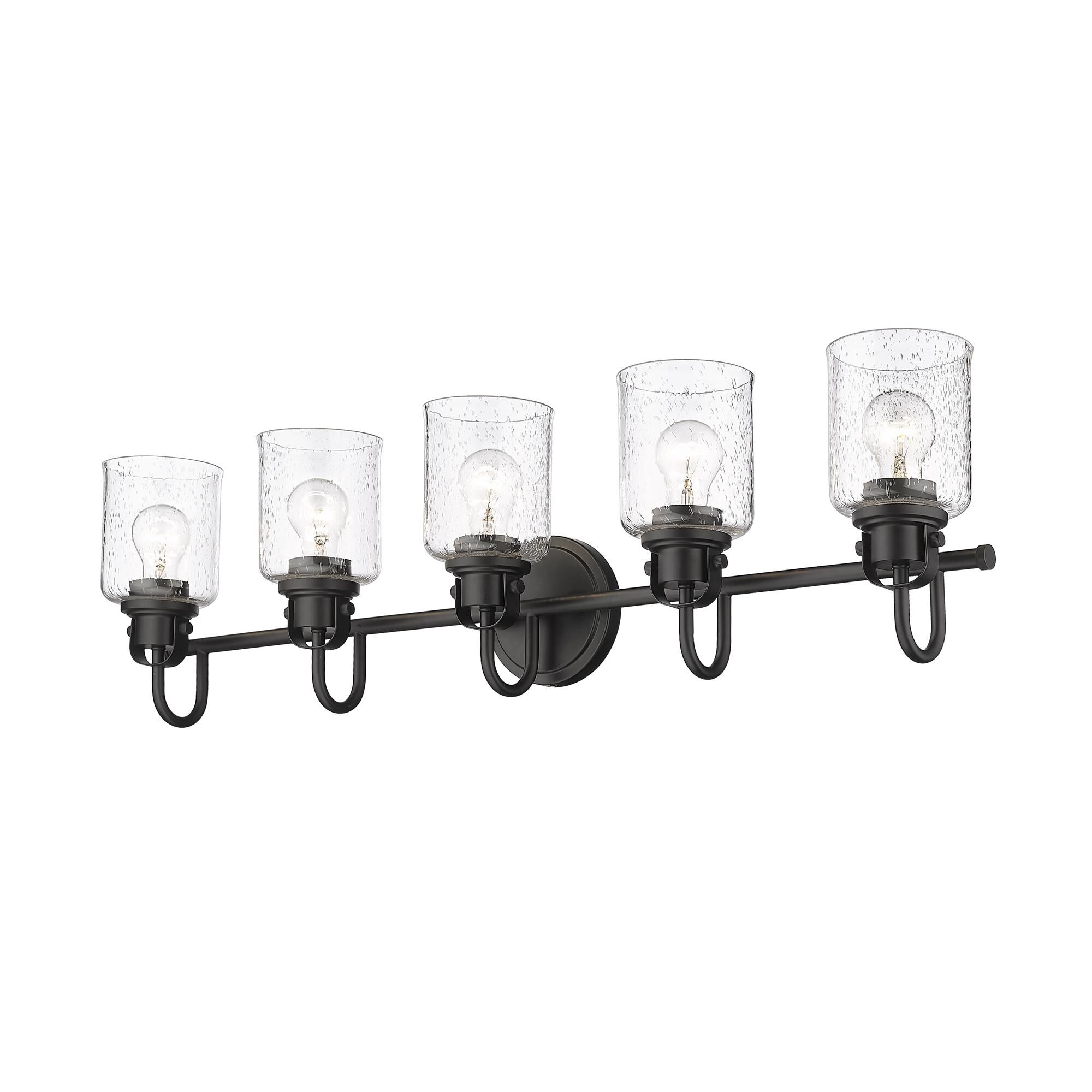 Shown in Matte Black finish and Glass shade