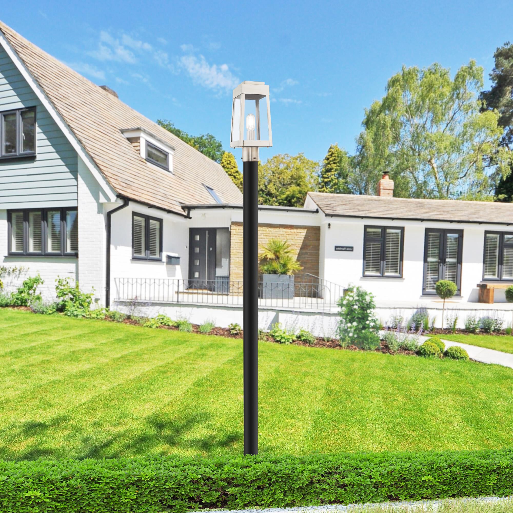 Shown in Brushed Nickel finish and Clear glass