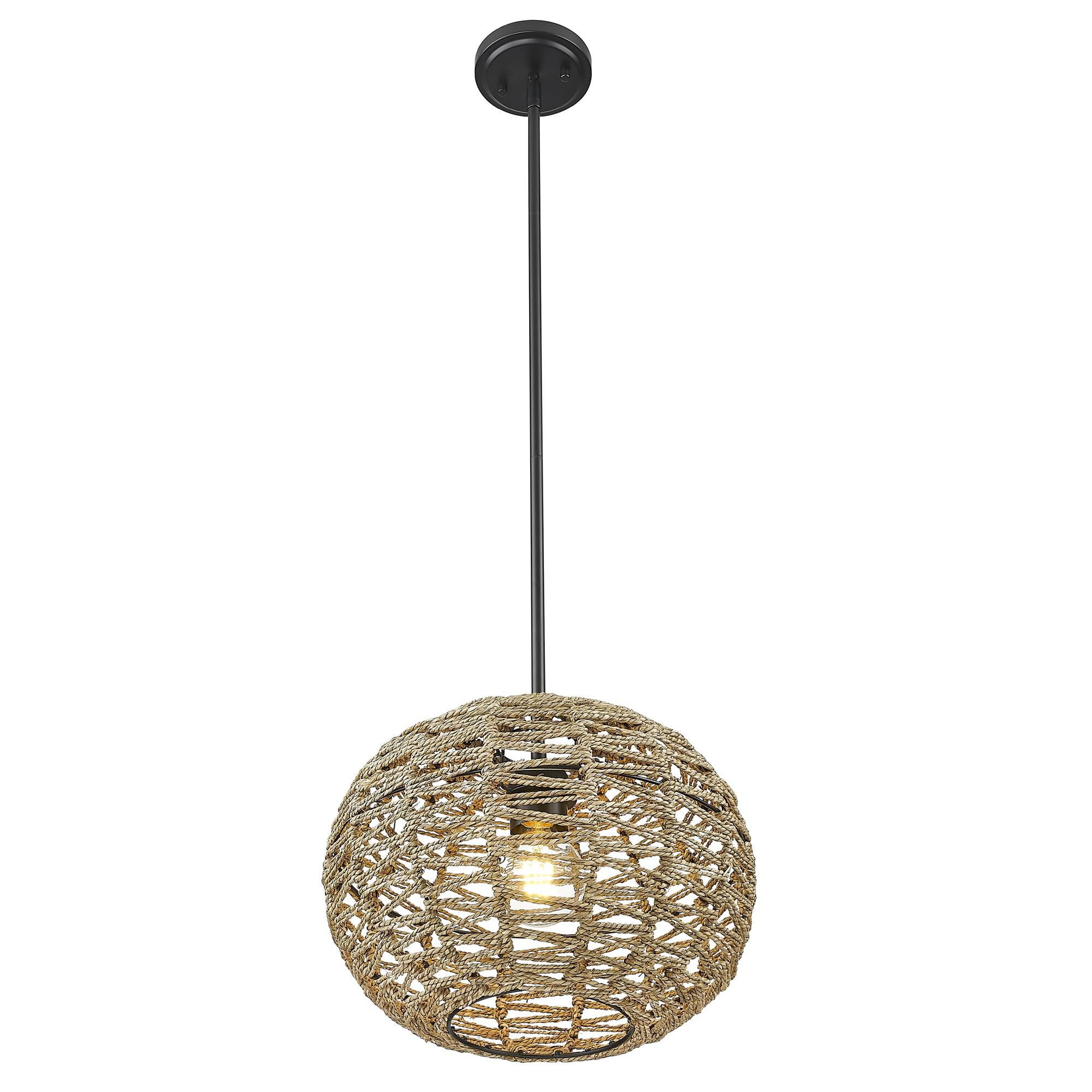 Shown in Black Metal With Natural Seagrass finish and Natural Seagrass shade