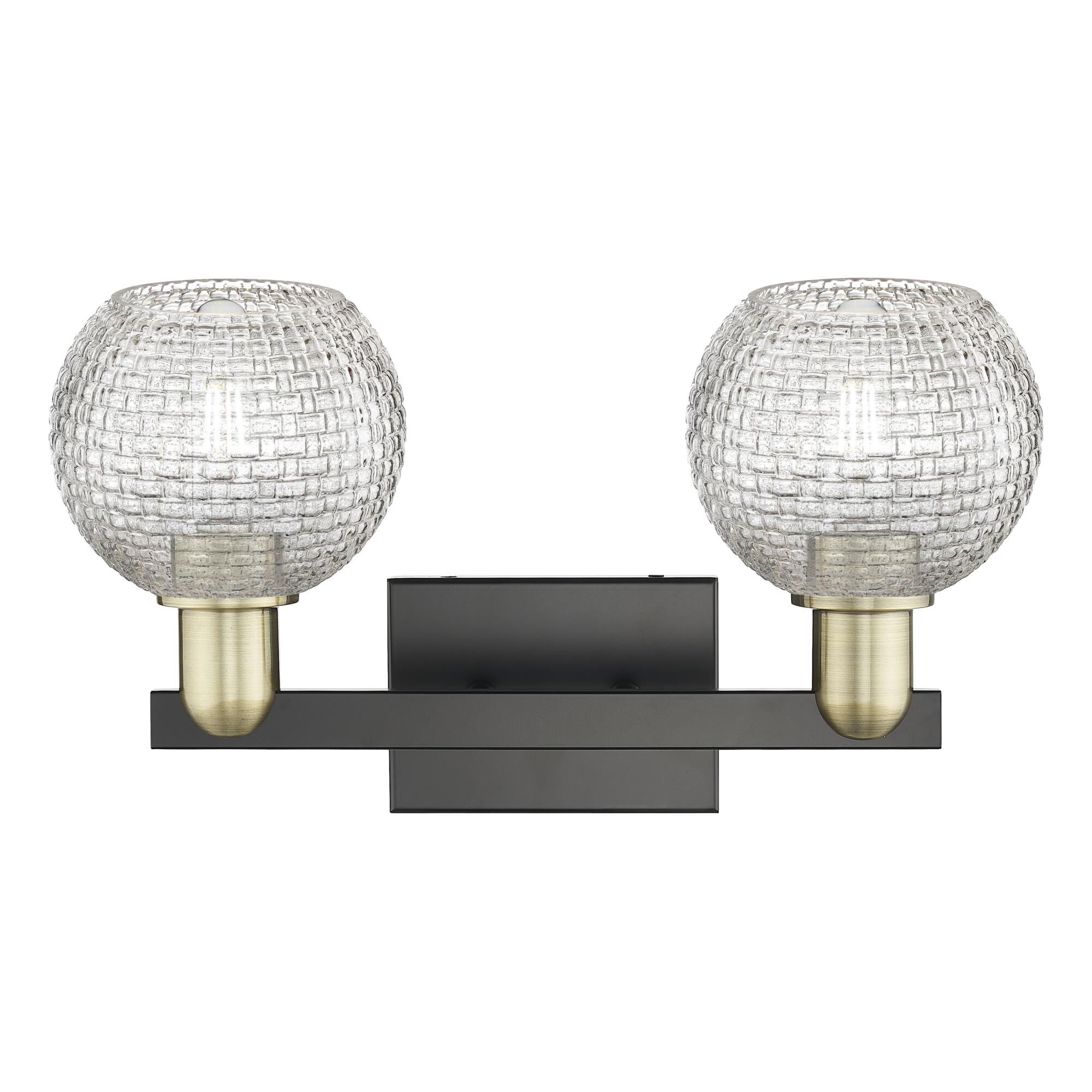 Shown in Black Antique Brass finish and Clear Basketweave glass