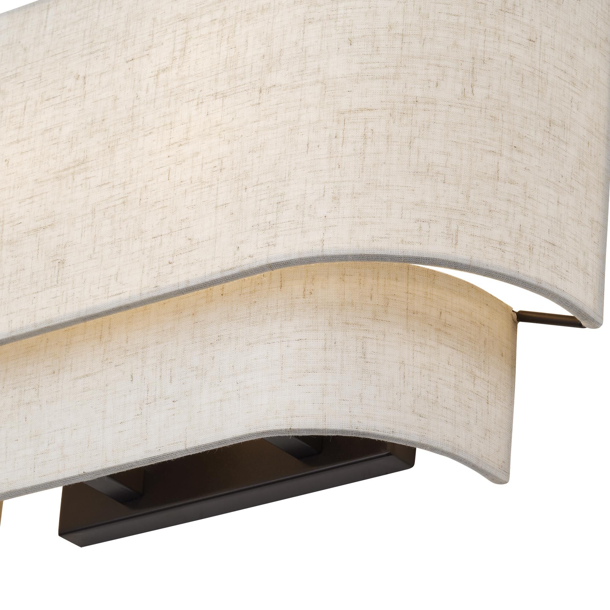 Shown in English Bronze finish and Hand Crafted Oatmeal Color Fabric with White Color Inside shade