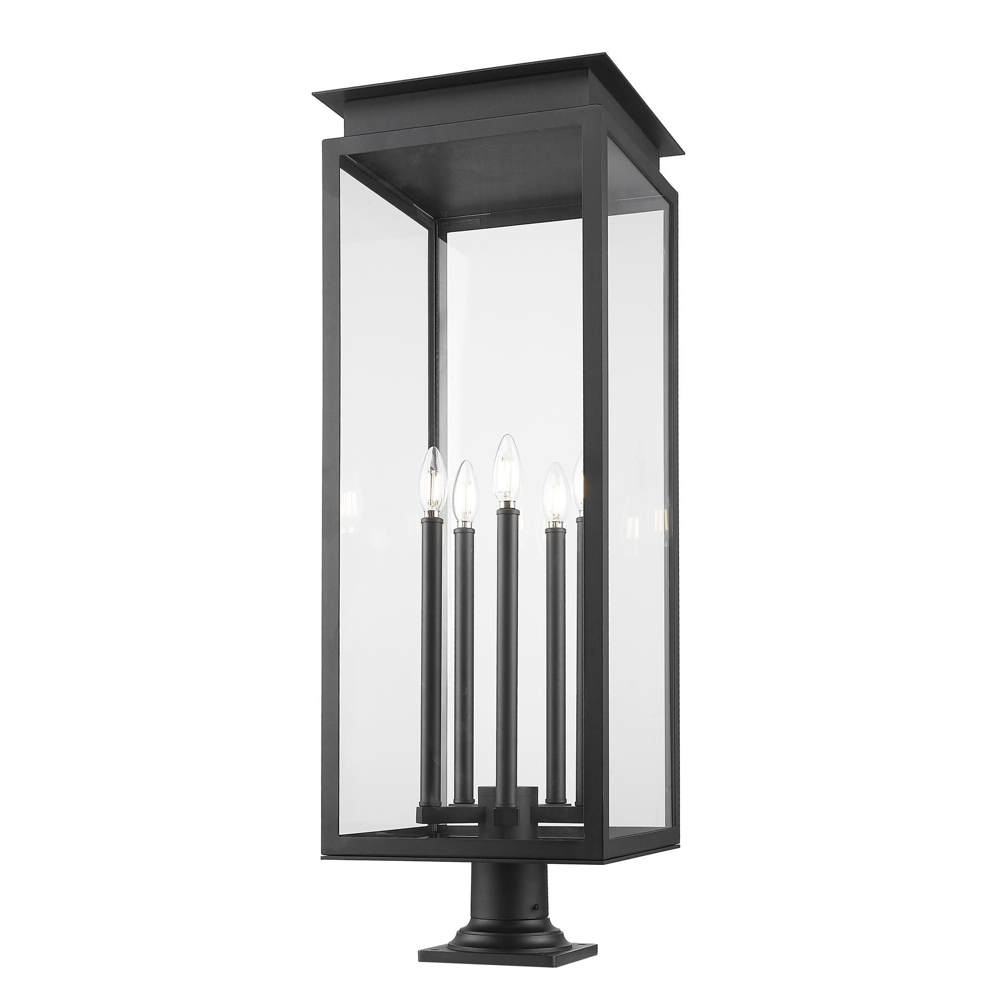 Shown in Black finish and Clear glass and Clear shade