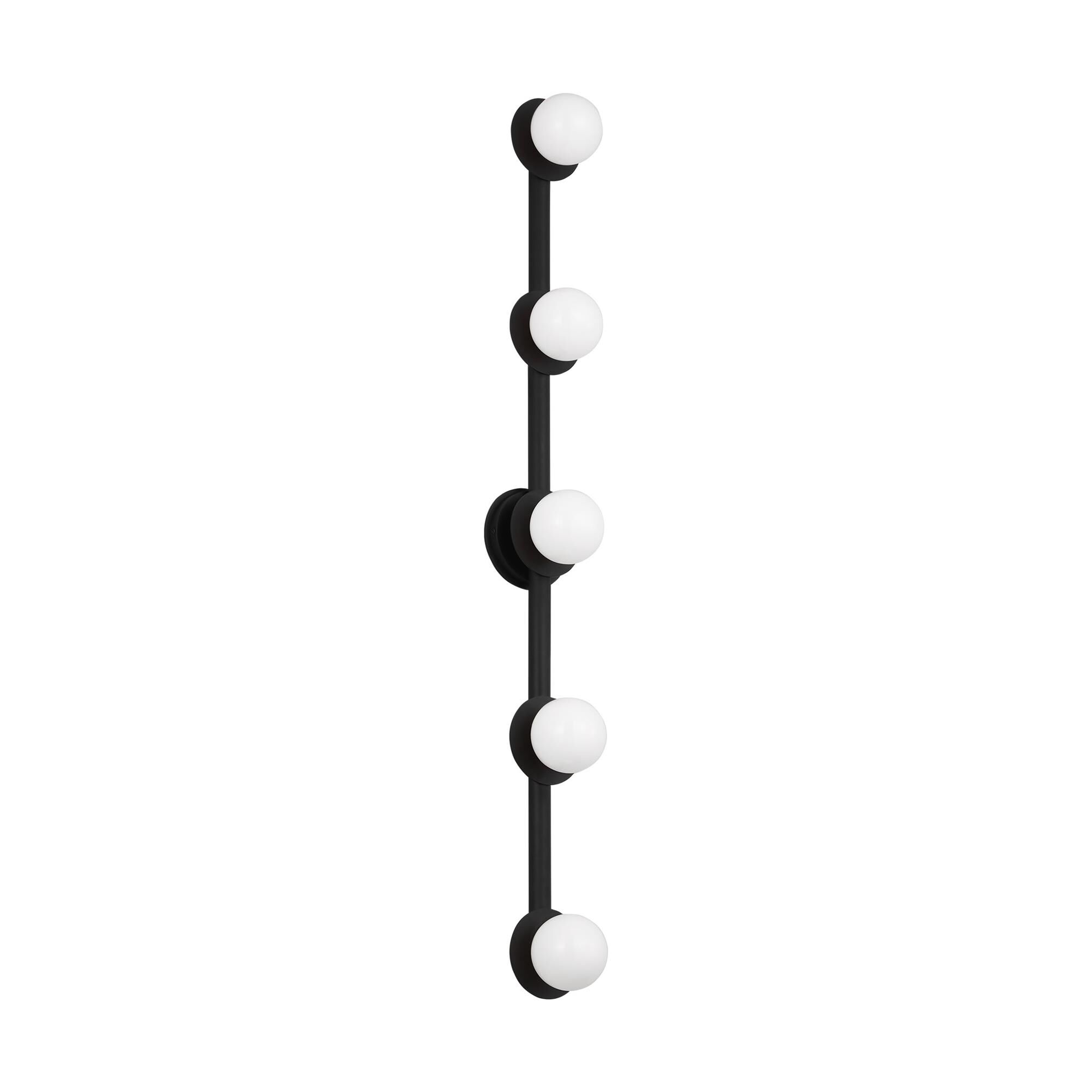 Shown in Midnight Black finish and Milk glass