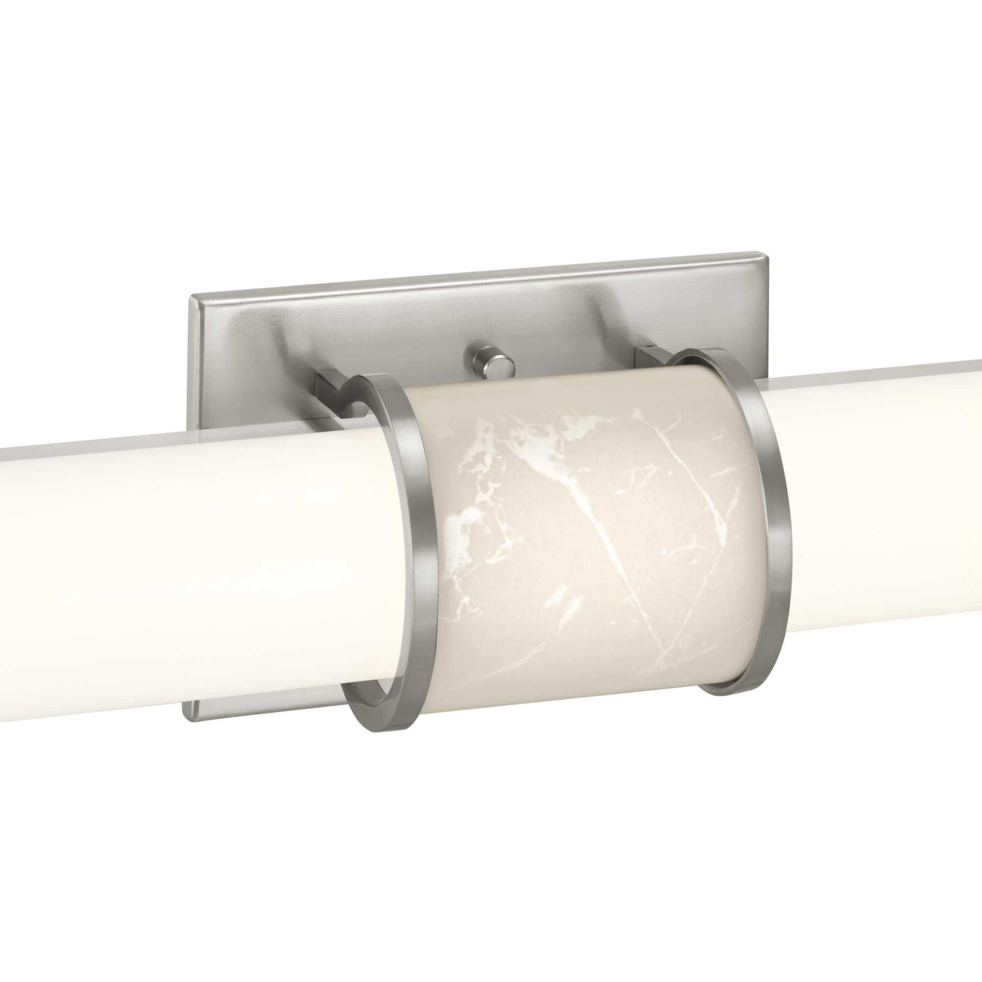 Shown in Brushed Nickel finish and White glass and Acrylic shade