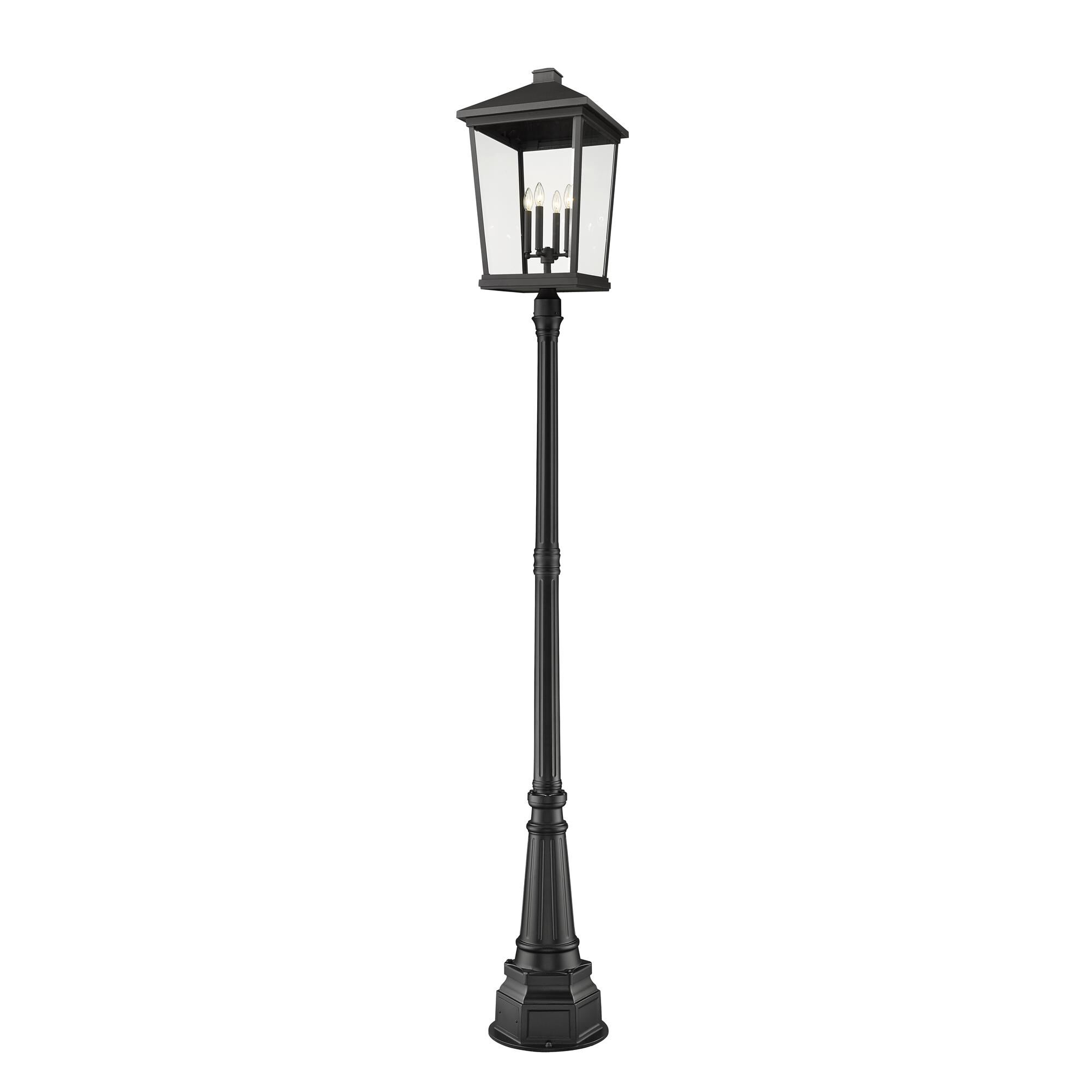 Shown in Black finish and Glass shade