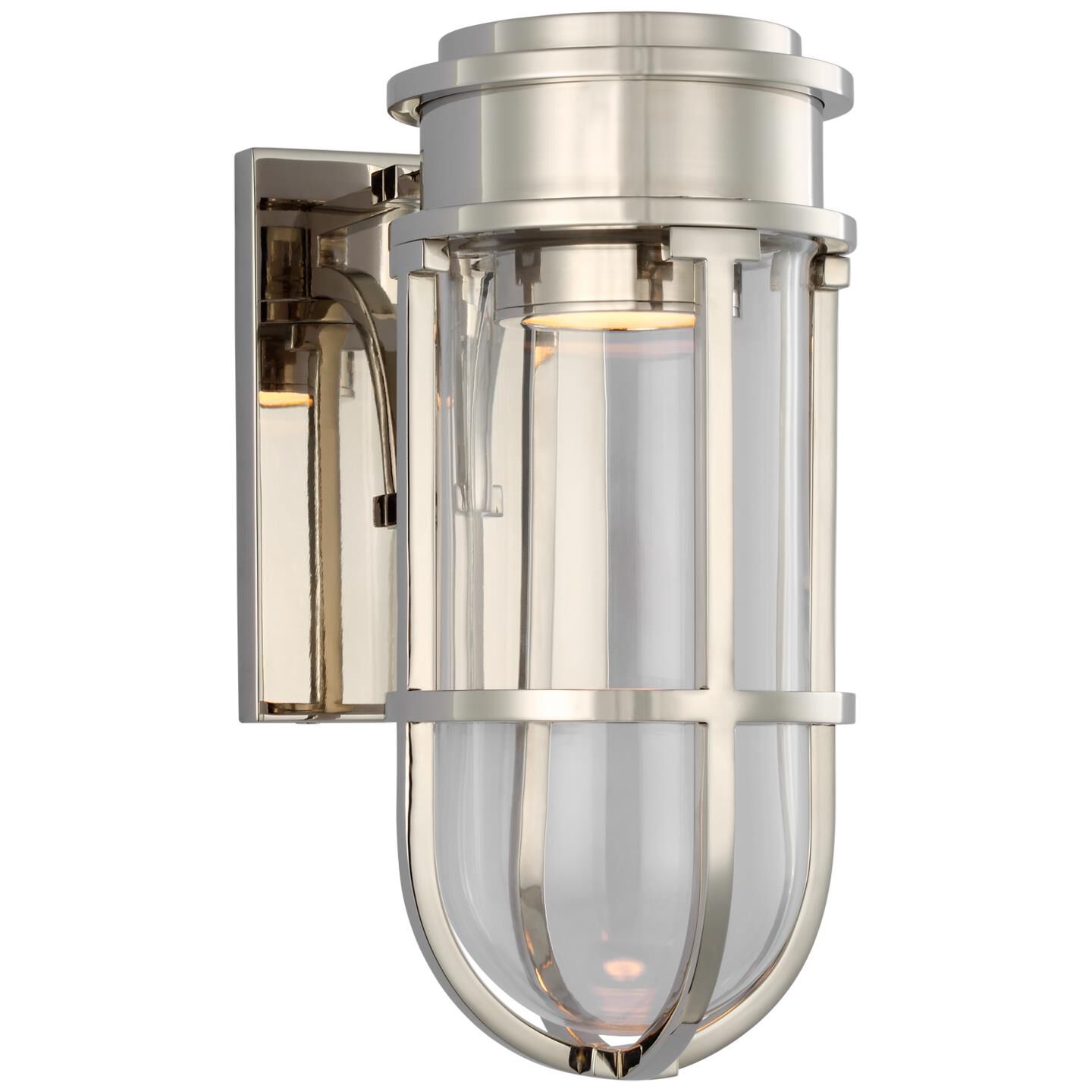 Shown in Polished Nickel finish and Clear Glass shade