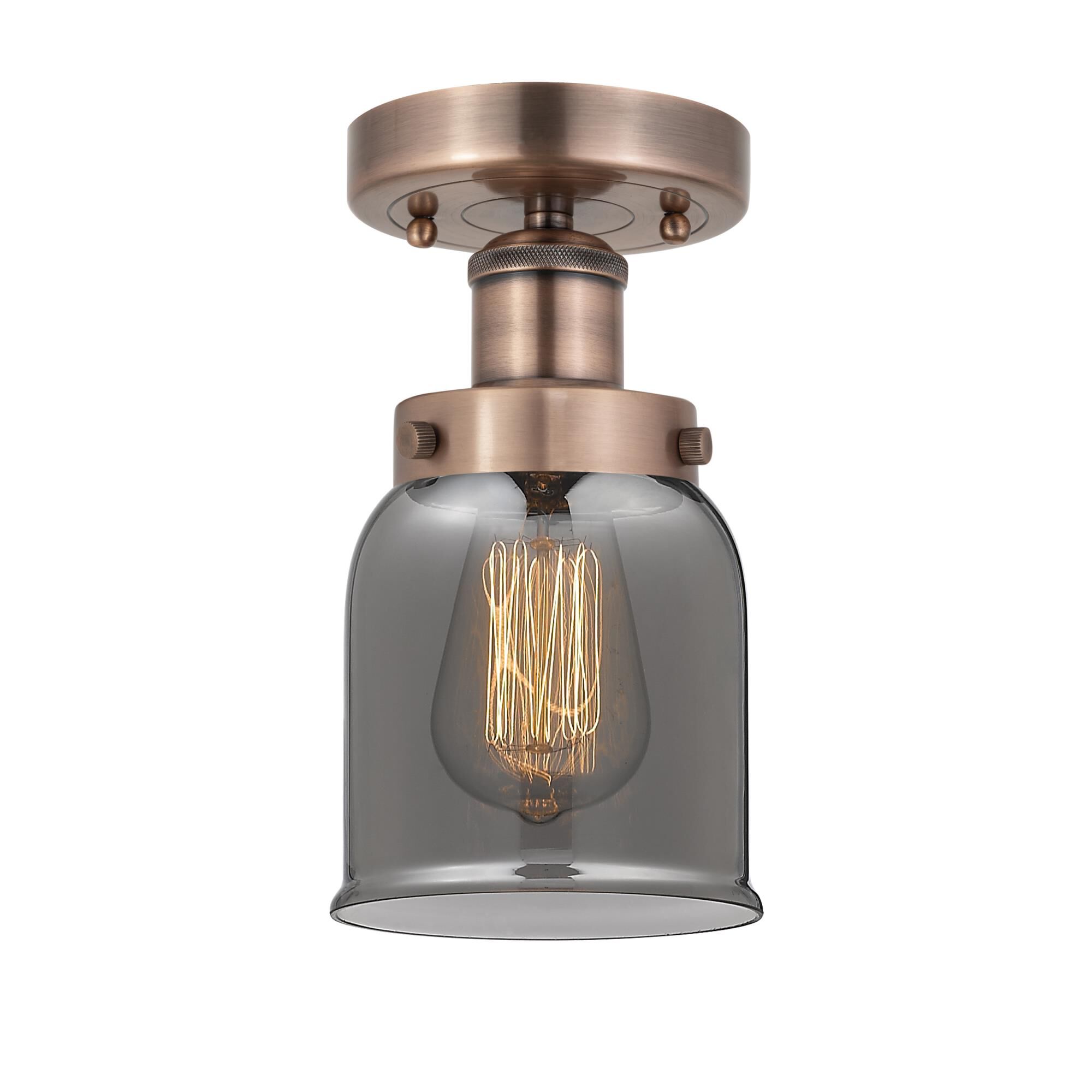 Shown in Antique Copper finish and Plated Smoke glass